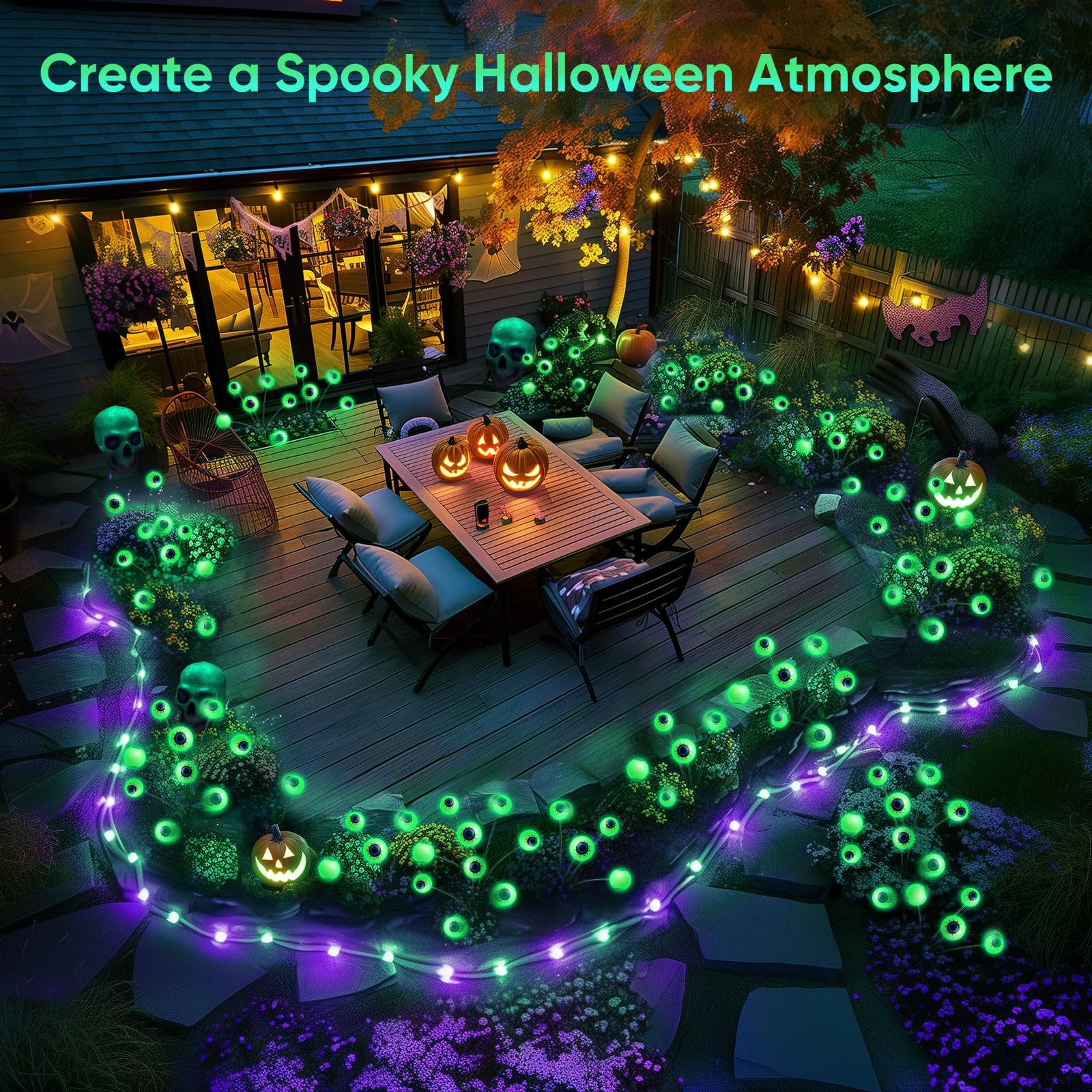 Lewondr Lot De 6 Lampes Solaires D'extérieur En Forme De Globe Oculaire Avec 2 Modes, Lampes