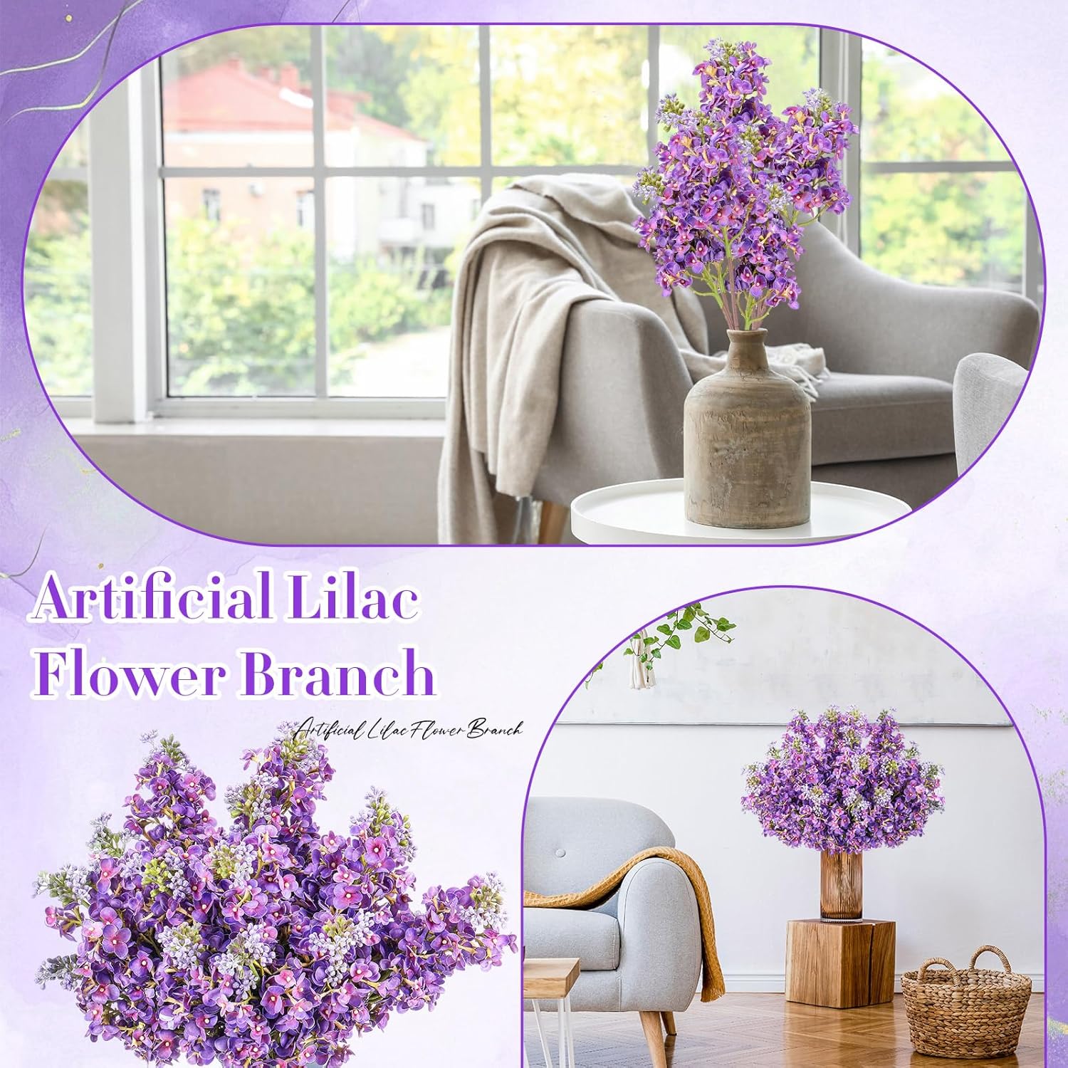 6個 25インチ 人工ライラックフラワー フェイク デルフィニウム キンギョウ ステム シルク リアルタッチ フラワー フェイク フ
