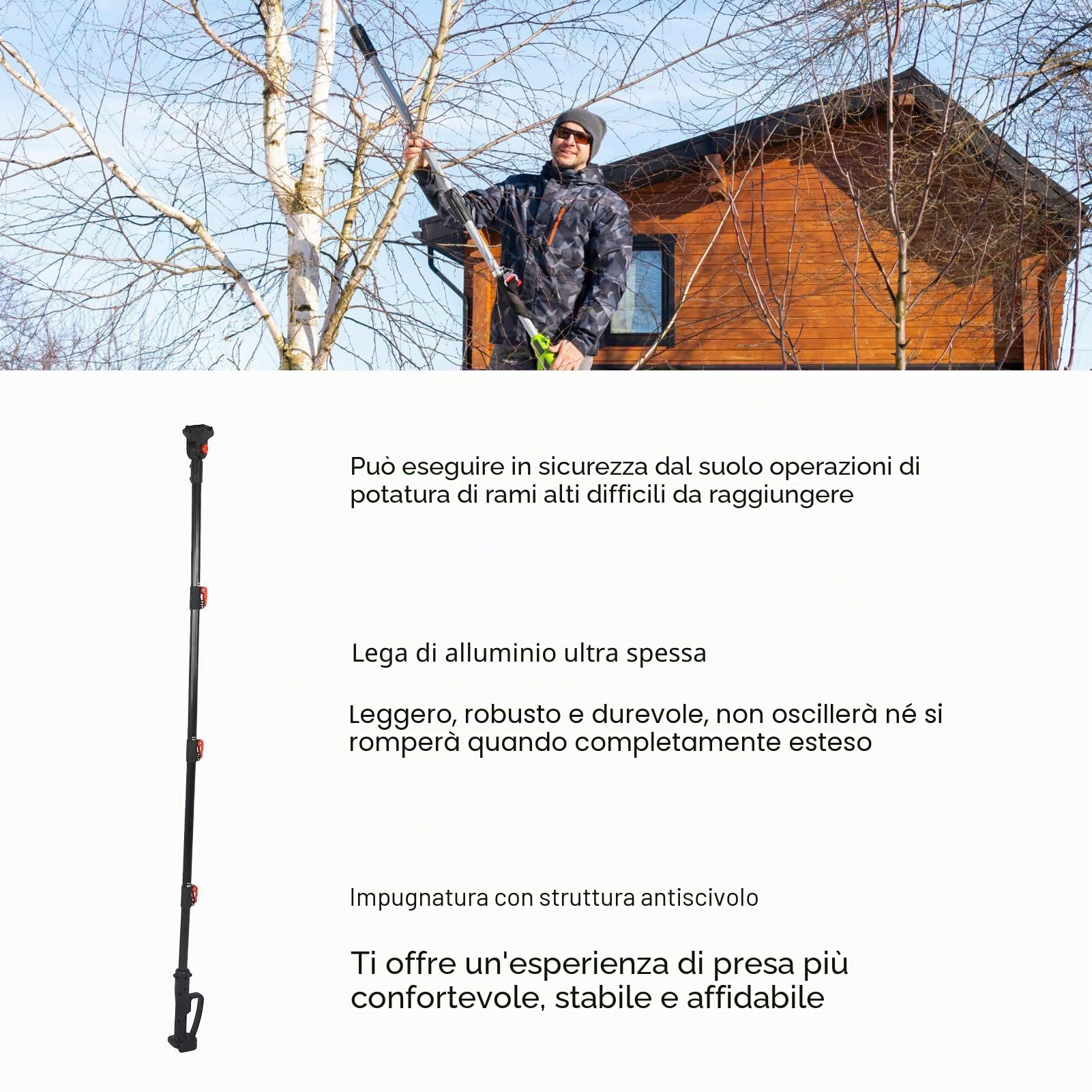 Pyhodi Asta di Prolunga, Cesoie da Potatura a Batteria Motosega Tagliarami Alti Asta Telescopica in Alluminio, Asta Telescopica per Rullo di Vernice Compatibile con Batterie BL1820