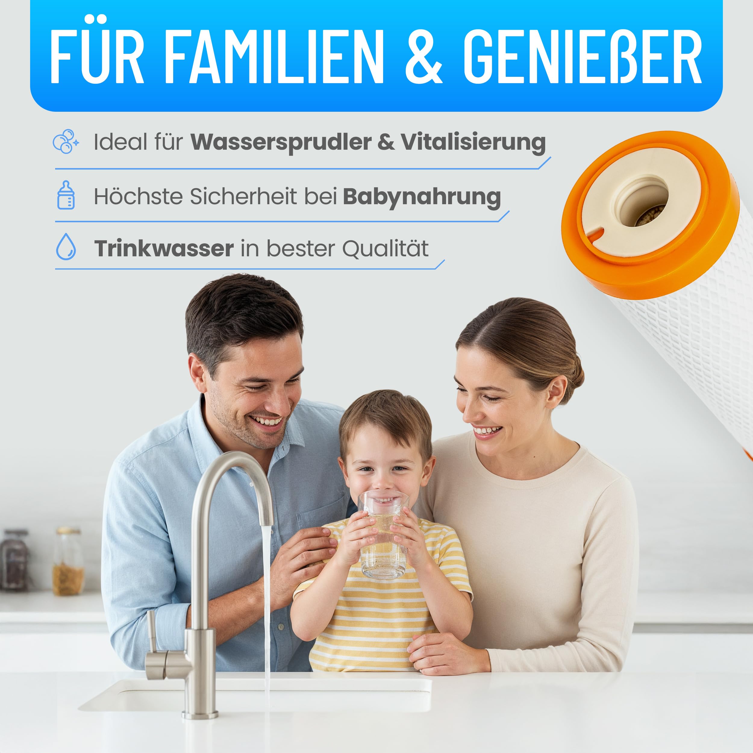 sanquell Trinkwasserfilter SPFP Plus Superpure | Mikrofiltration in Turbogeschwindigkeit | 6 Liter pro Minute | nachhaltige Aktivkohle und Membranfilter aus der Medizintechnik