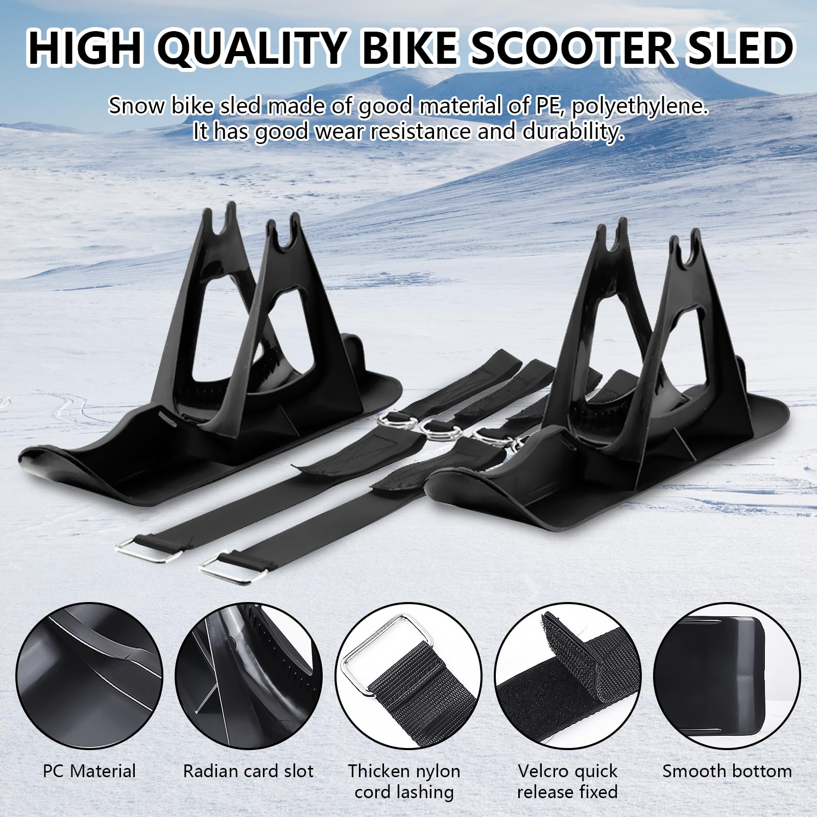 Snow Bike Slitta, 1 Paio Multifunzionale Equilibrio Invernale Bici Neve Slitta per Bambini, Scooter Sci Board Neve Scooter Sci Slitta per l'inverno, Trasformare la Bicicletta in Sci Accessori Sportivi