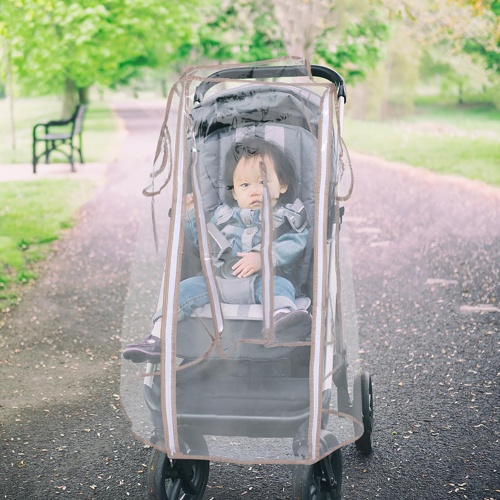 Cubierta para Carrito de Niña EVA Resistente al Viento y Lluvia Funda Transparente Protectora para Cochecitos de Paseo Protección Térmica para Invierno y Viaje