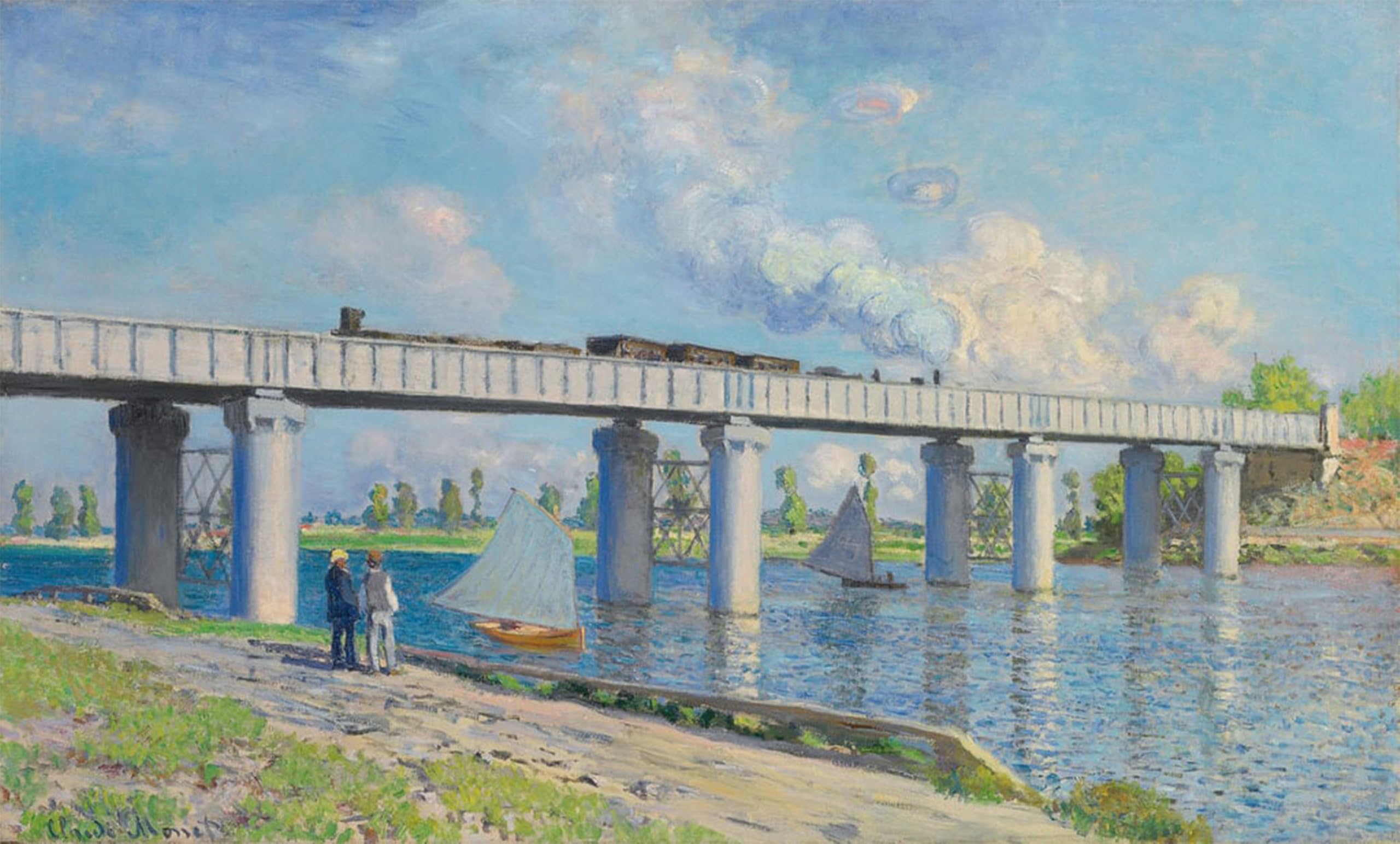 ARTXLXXBN Famous Painting Art Wall Decor Abstract Art Picture Railway Bridge At Argenteuil by Claude Monet Animal Pictures for Home Decor 60x90cm
