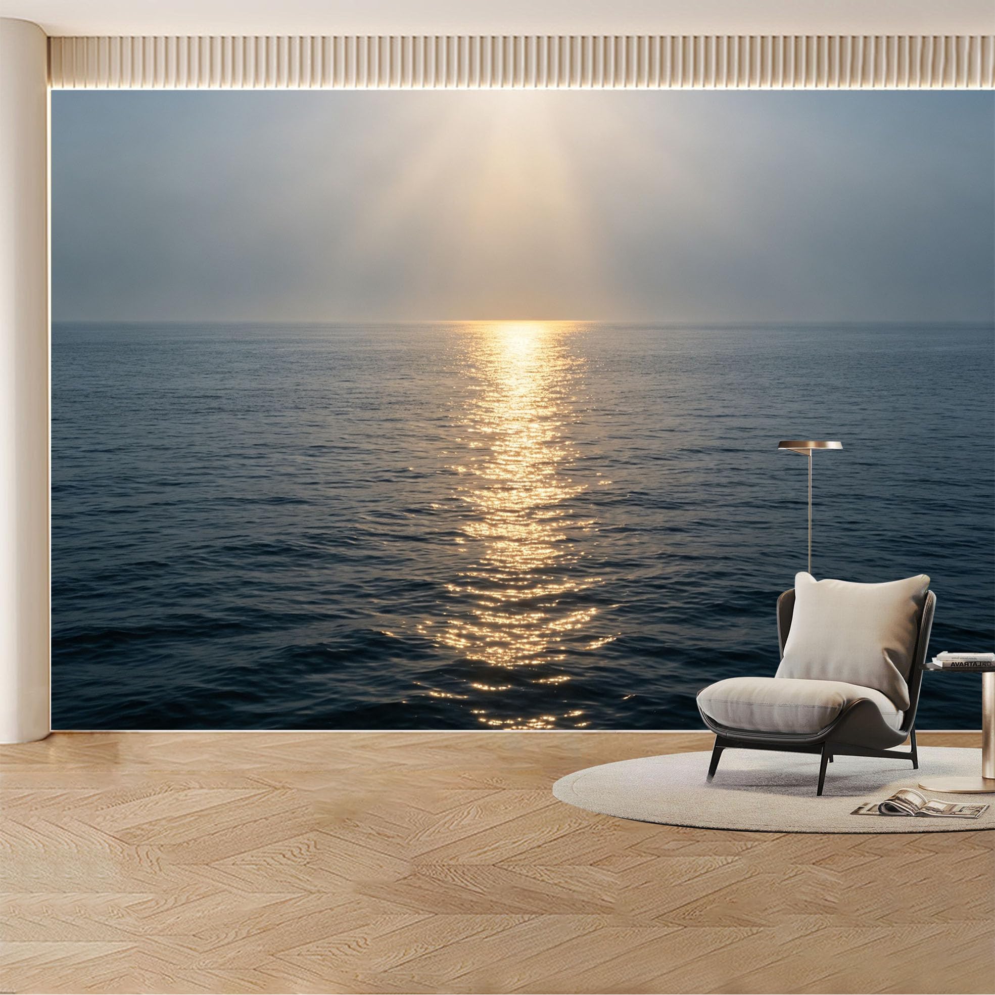Custom Wall Mural Wallpaper Ocean Horizon， Nature Landscape Large Wall Art， Misty Sunset Removable SelfAdhesive Large Photo for Living Room， Bedroom， Office
