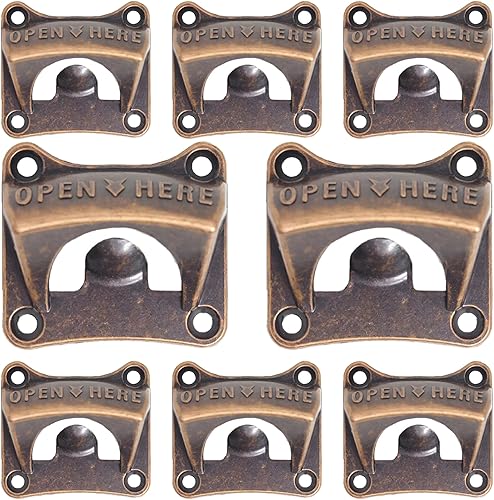 Miniatura 10 de Abridor de botellas montado en la pared, cuadrado, latón, refresco, cerveza, abrebotellas, montable bronce antiguo (paquete de 2) Bronce