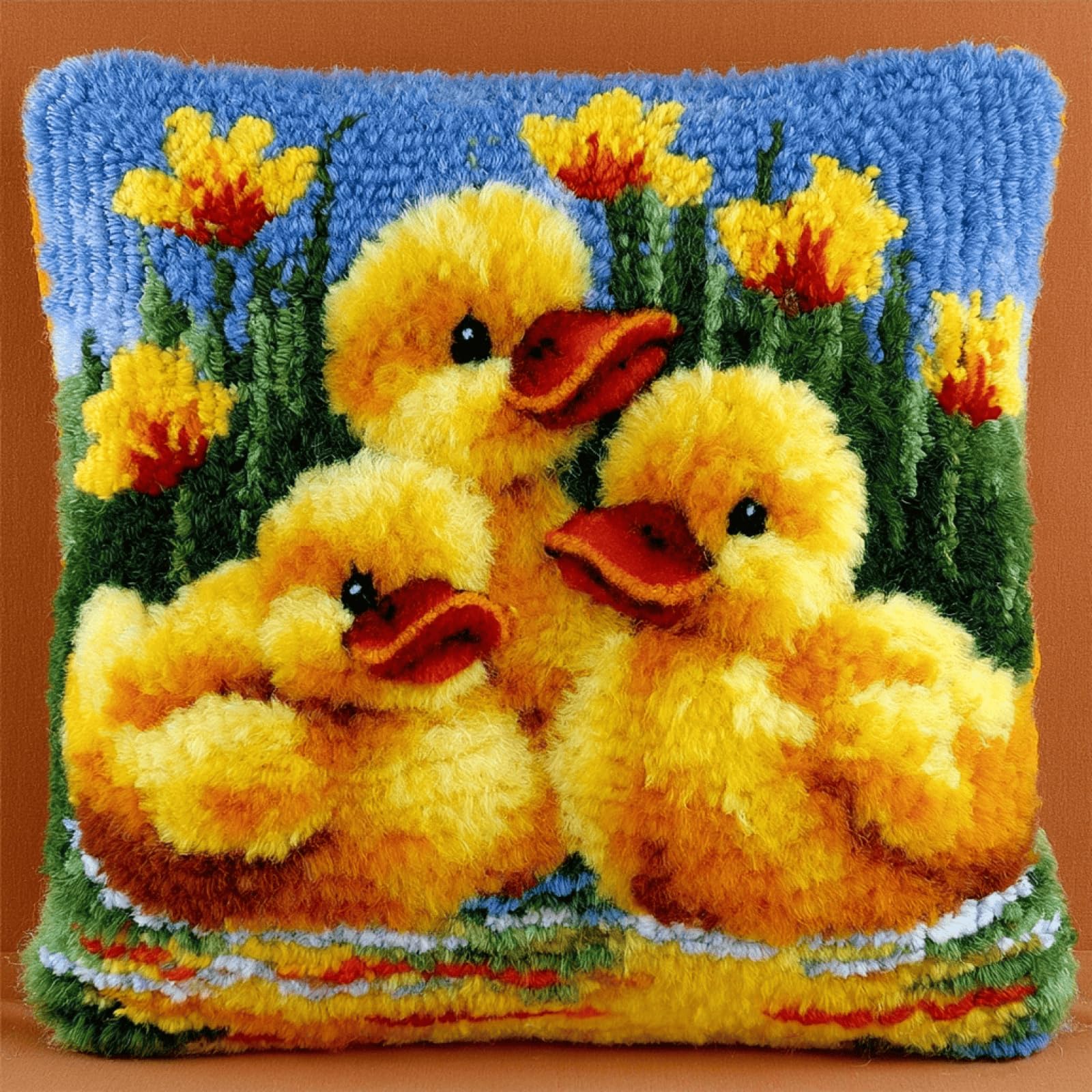 Xdeghuangss Multicolor Latch Hook Cushion Kit Diy Pillow Rug Making Set With Yarn Canvas,