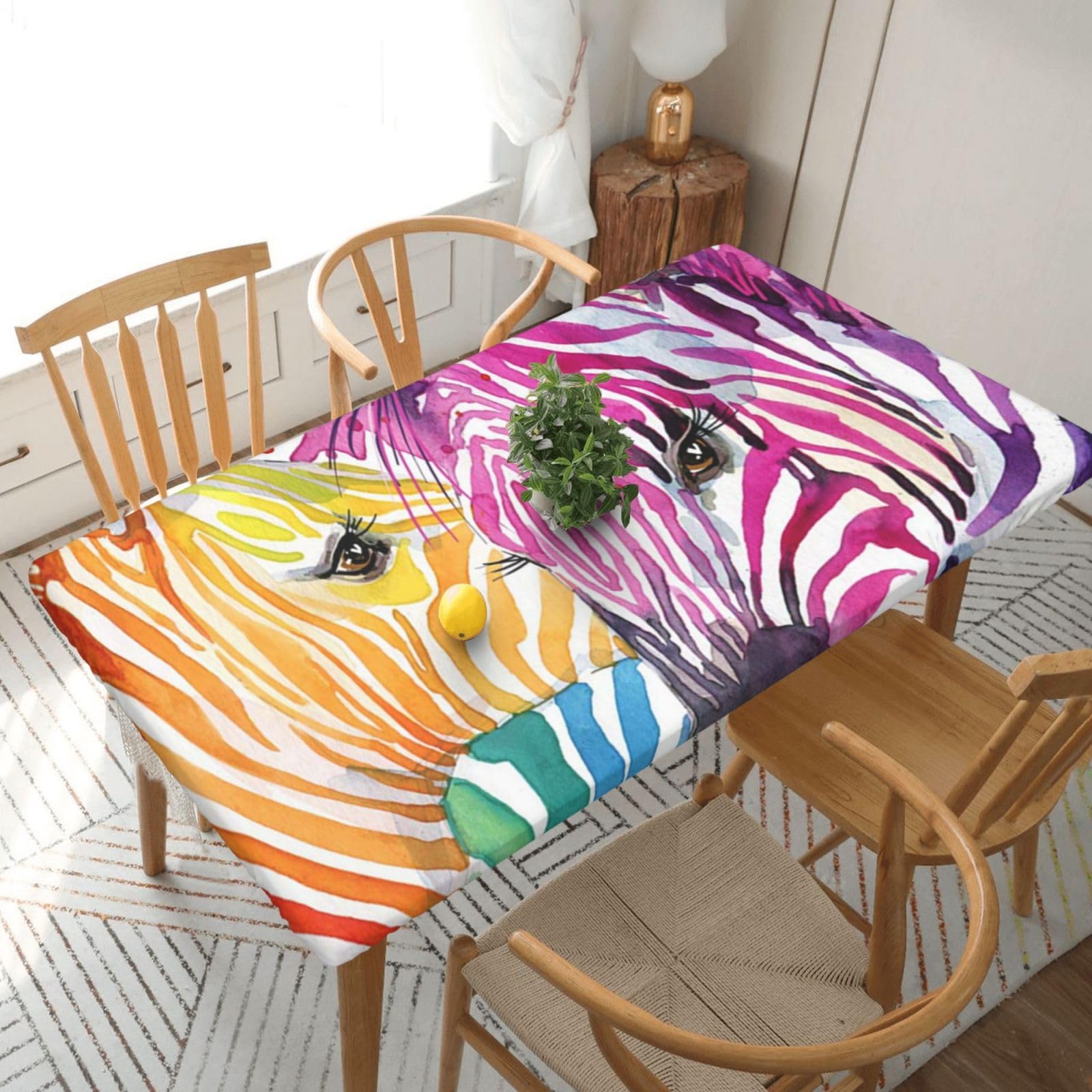 BNVSADC Rainbow Zebra Printed 5FT Tablecloth Polyester Kitchen Water Resistant Table Cloth Dining Table Decoration Table Covers, 152x76 CM