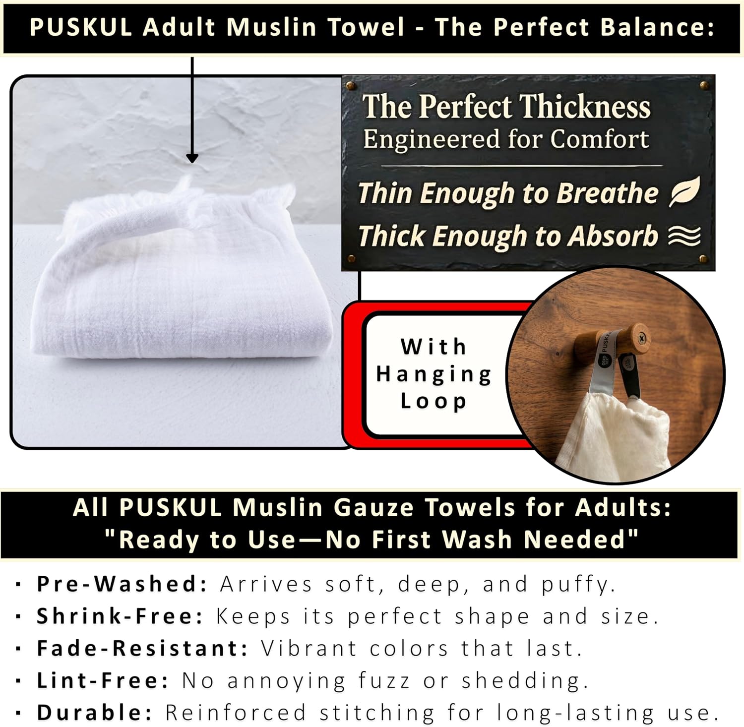 PÜSKÜL - Premium 2-Piece Oversized Muslin Bath Towel for Adult 35x70 Extra Large Bath Sheets | Natural 100% Turkish Cotton Soft Absorbent Quick-Dry Lightweight Spa & Beach Towels (Pack of 2, White)