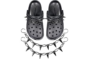 2-Pack Punk Rivet Cone Spike Charms Chain for Emo Shoes, Sandals, Party Favors
