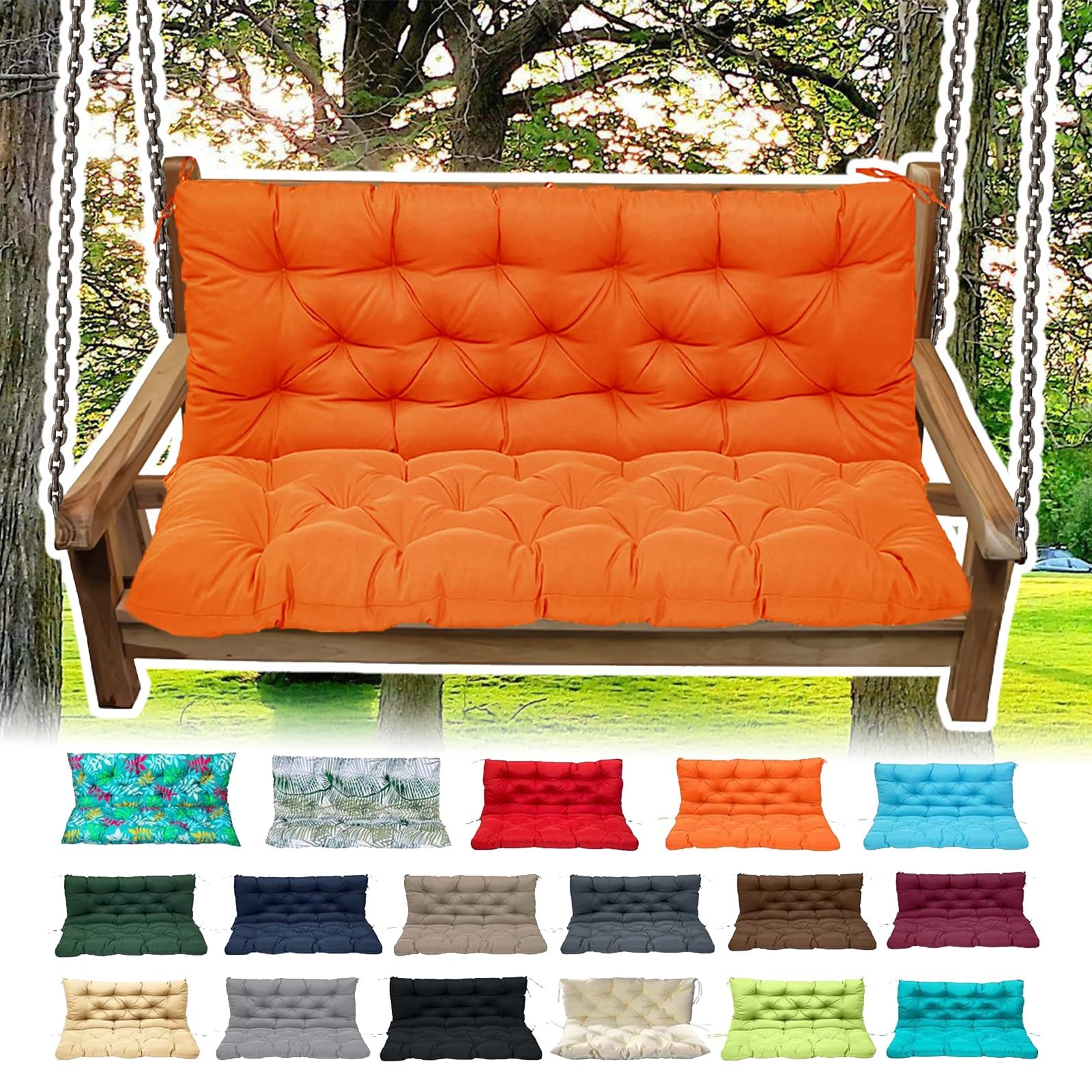 Almohadillas de asiento impermeables para columpio de exterior con respaldo y lazos