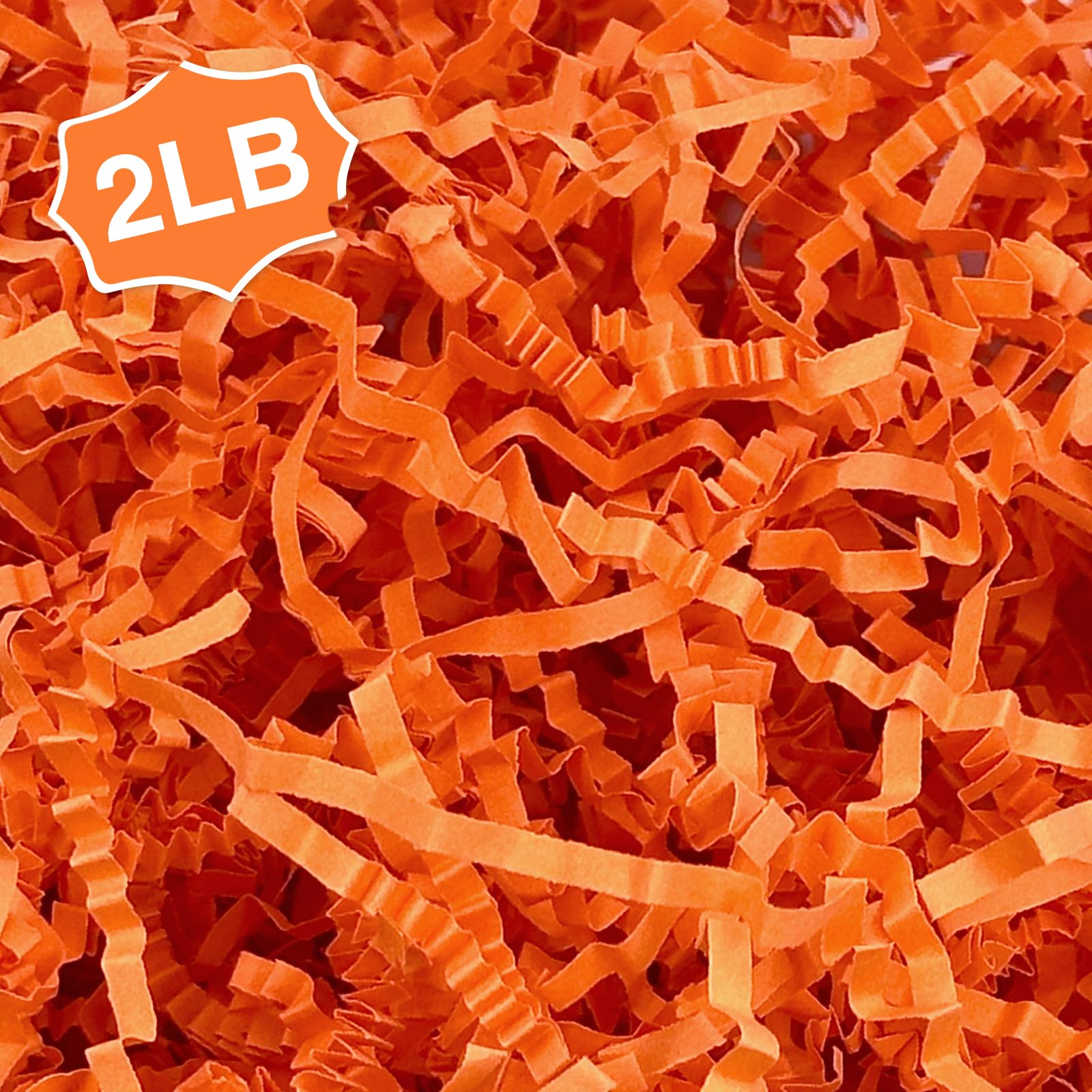 Corlcol 2LB Crinkl Paper Shred Filler for Bag Gift Box Basket Confetti Paper Shreded Stuffing Decoration for on Halloween Day (Orange)