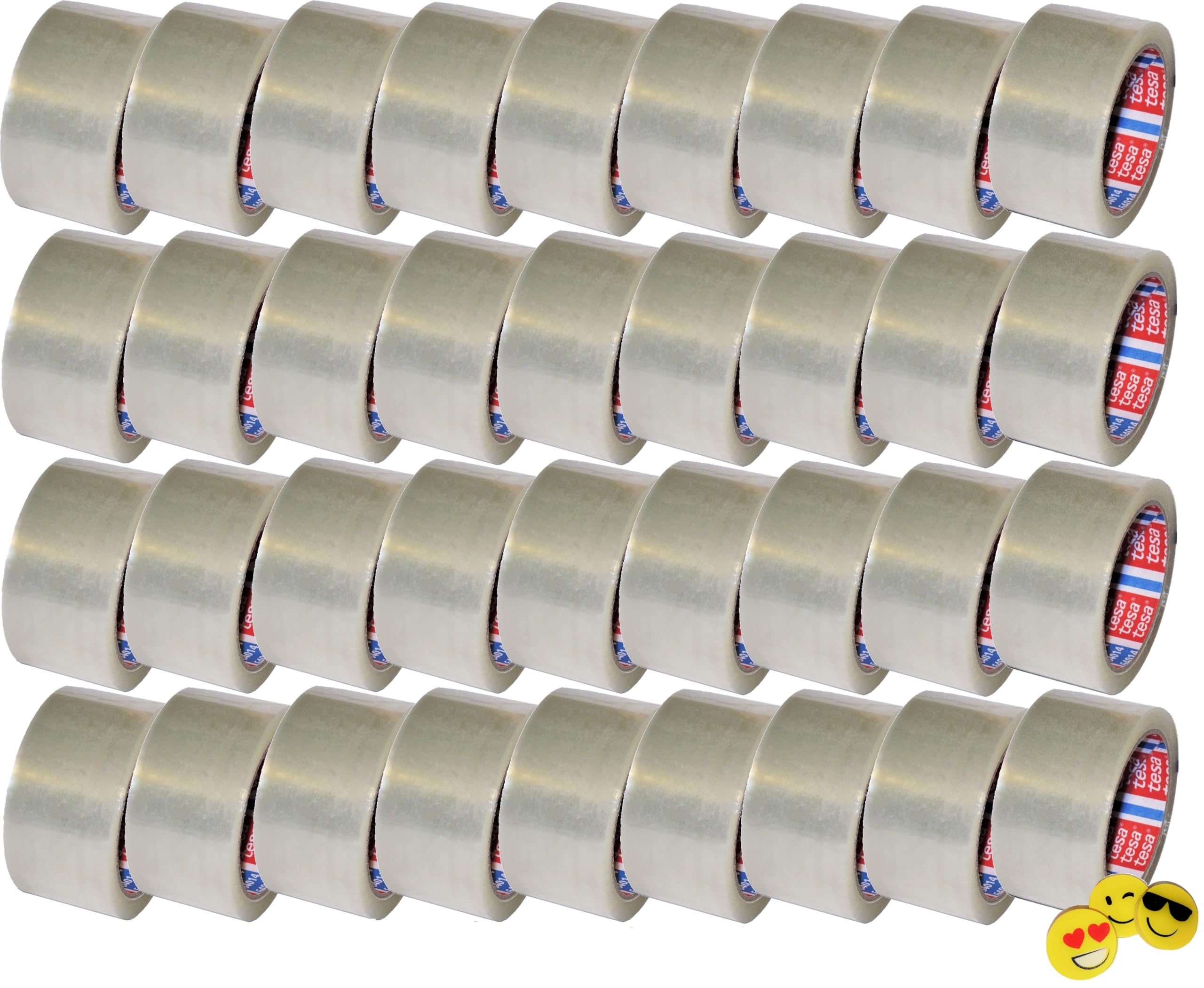 tesa 36 Rollen Klebeband 64014 Transparent Paketklebeband 66m x 50mm +Gratis Tesafilm [15mm X 10m]
