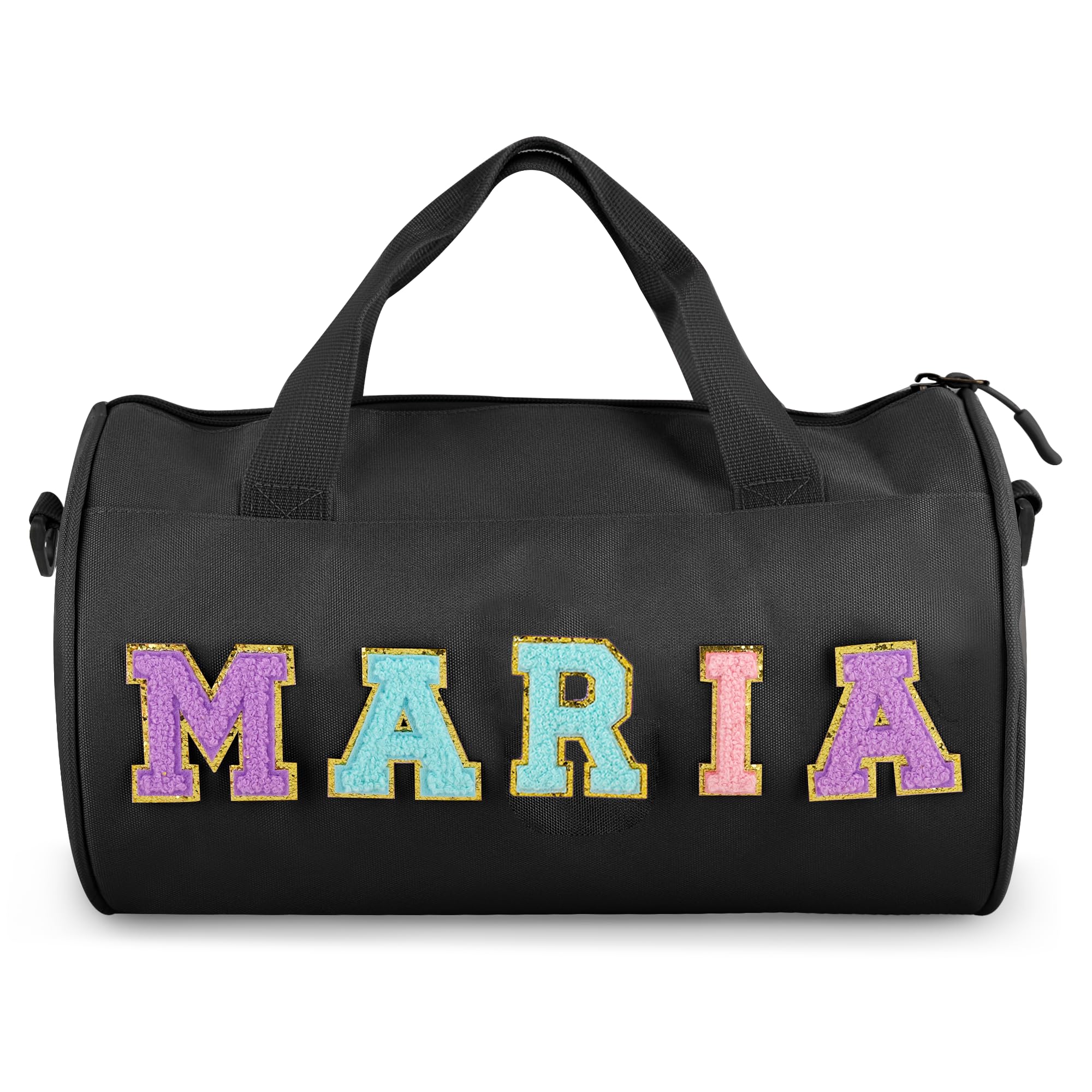 Personalised Dance Duffle Bag for Girls - Custom Overnight Gym Bag with Chenille Letter Patch Name