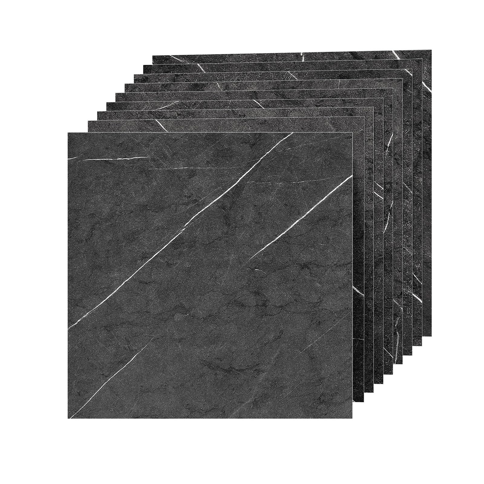 Wykładzina PCV, płytki samoprzylepne, czarny marmur, 30 x 30 cm, wygląd płytek, podłoga winylowa, płytki podłogowe do przedpokoju, salonu, kuchni, balkonu, schowka, 50 sztuk, 4,5 m², Czarny Szary