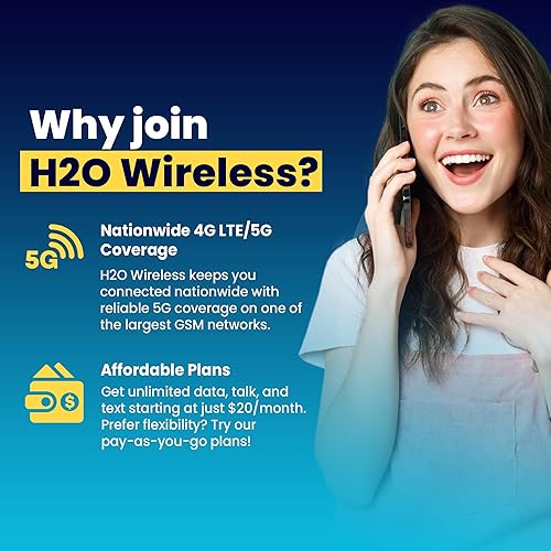 Miniatura 4 de Tarjeta SIM inalámbrica H2O U.S.A. Plan de $60 SIM de triple corte con datos ilimitados y conversaciones internacionales y texto y datos 4G LTE5G de