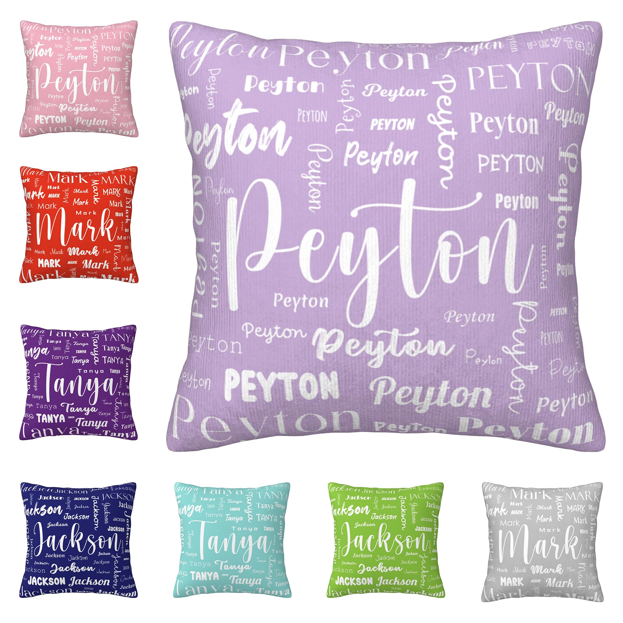 Ronuxon Personalized Add Your Name Pillowcase, Custom Pillow Cover with Name, Two-Sides Printed Plush Pillowcase 40cm x 40cm, Personalized Gift for Kids Mom Dad Wife Husband