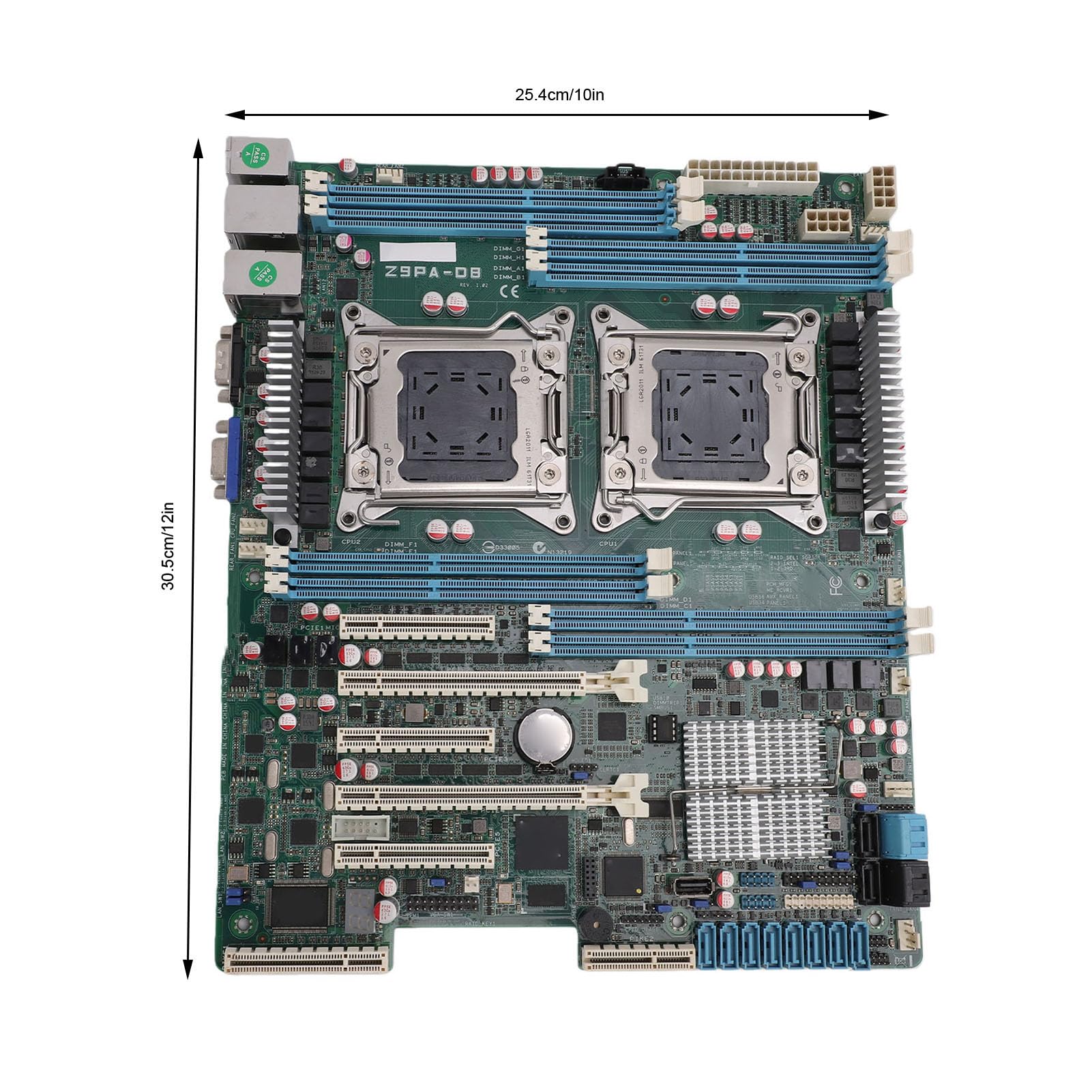 Placa Base para Estación de Trabajo, Placa Base ATX de Doble Zócalo LGA 2011 Compatible con CPU E5-2600 V1/V2, 8 Ranuras DDR3 de hasta 256 GB, 7 Ranuras PCIe para Entrenamiento