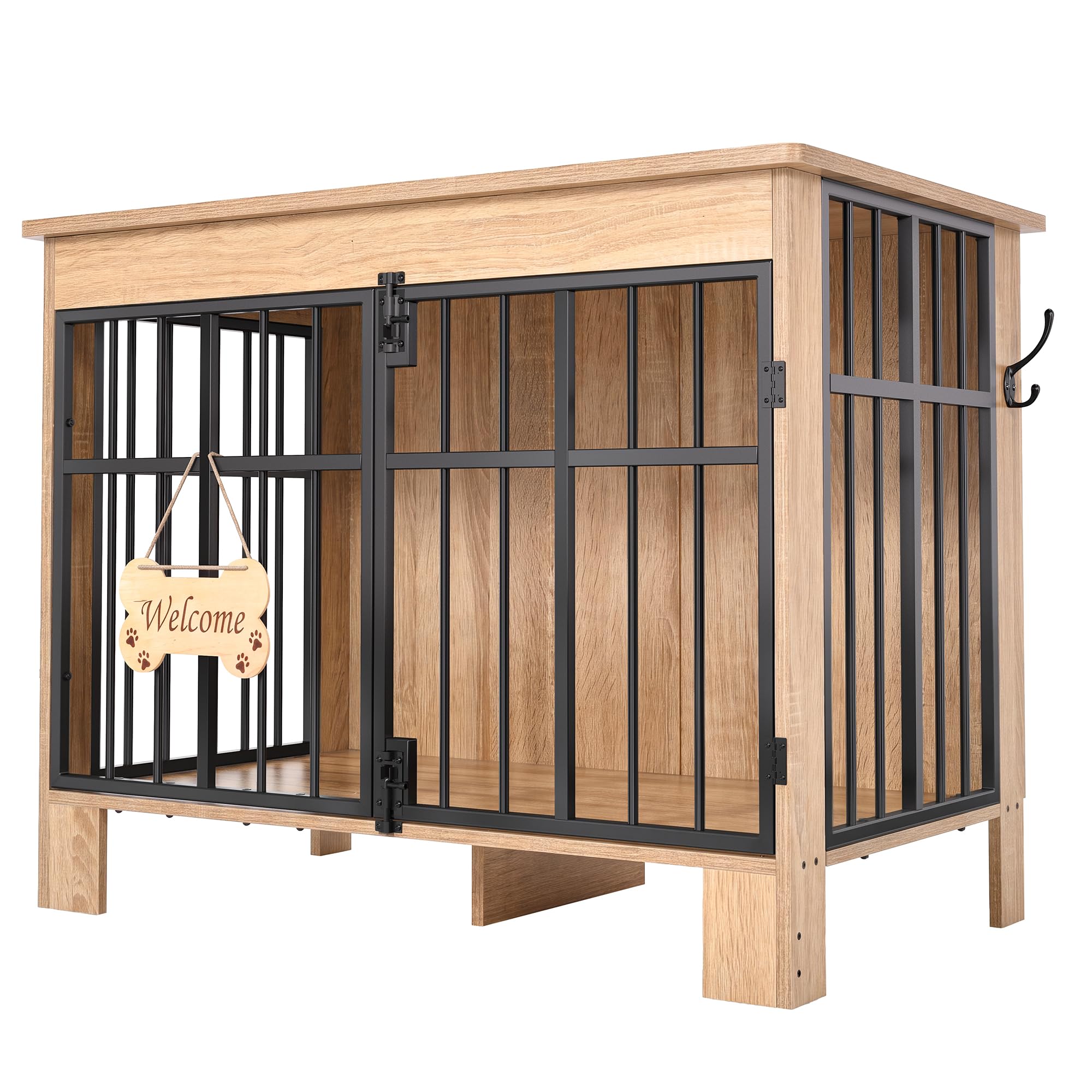 YITAHOME Wooden Dog Crate Furniture 85cm, Double Door, Wood