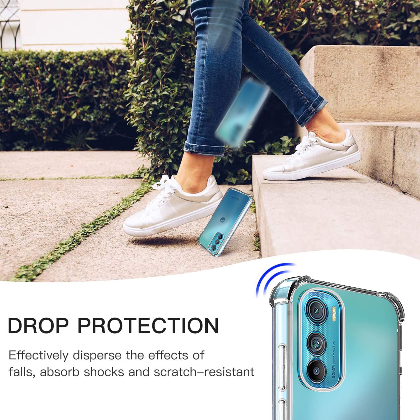 YAMCCCSE Custodia per Cellulare Girocollo per Motorola Moto Edge 50 Pro Tracolla - Collana/Necklace Cordoncino,Practical Stylish Trasparente Silicone TPU Flessibile Antiurto Protettivo Cover