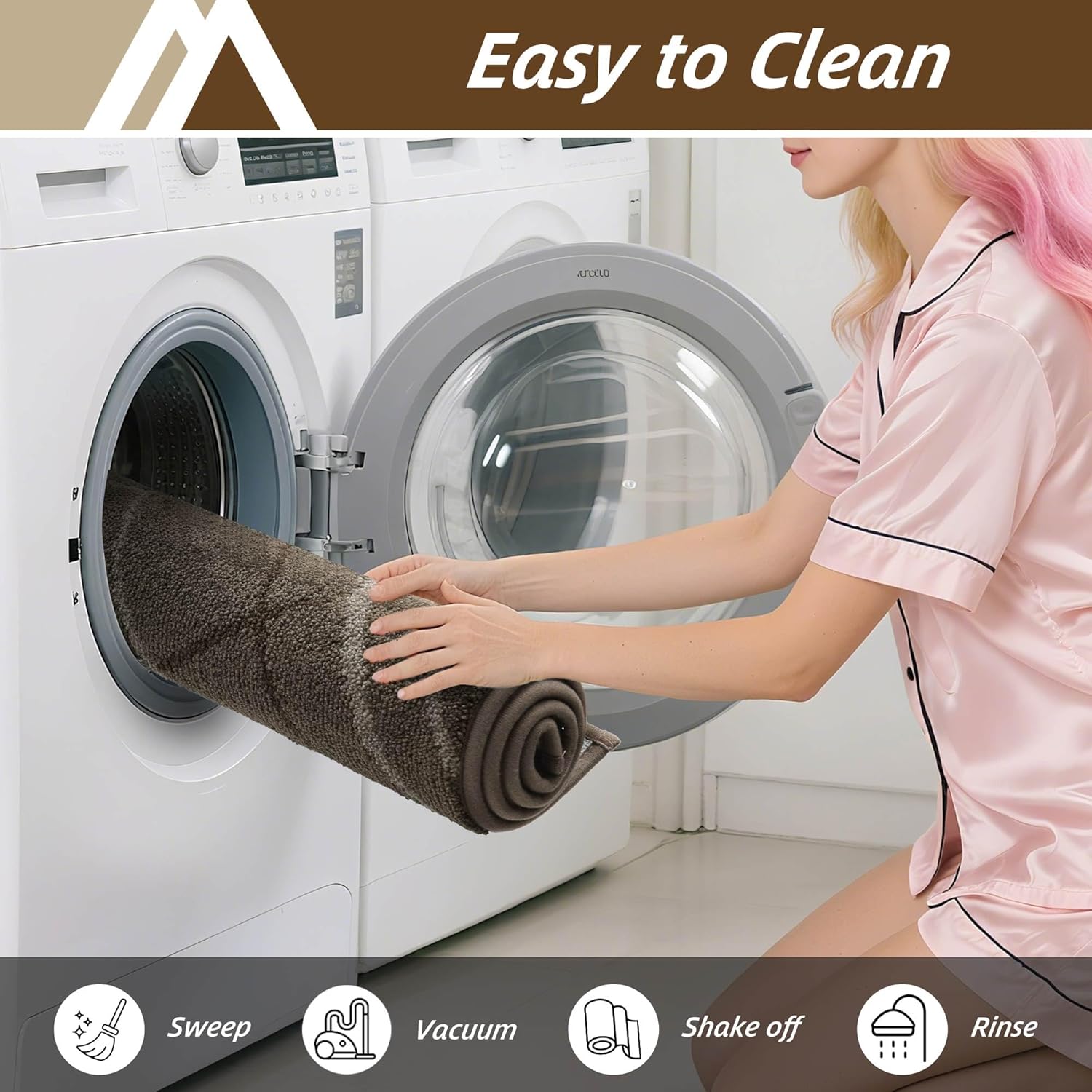 COSY HOMEER Front Door Mat Low Profile Non-Slip Doormat for Entryway, Absorbent Dirt Trapper Washable Entrance Mat, Sturdy Polyester Doormats (48"x32", Brown) - Image 6