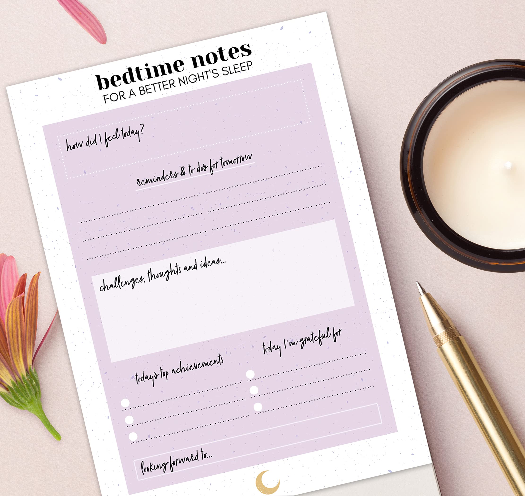 A6 Mini Bedtime Notepad Self Care Gifts For Women Sleep Better Clear Your Mind Brain Dump Planner Before Sleep Night Journal Daily Gratitude BYANIKA (Pink) - Image 2
