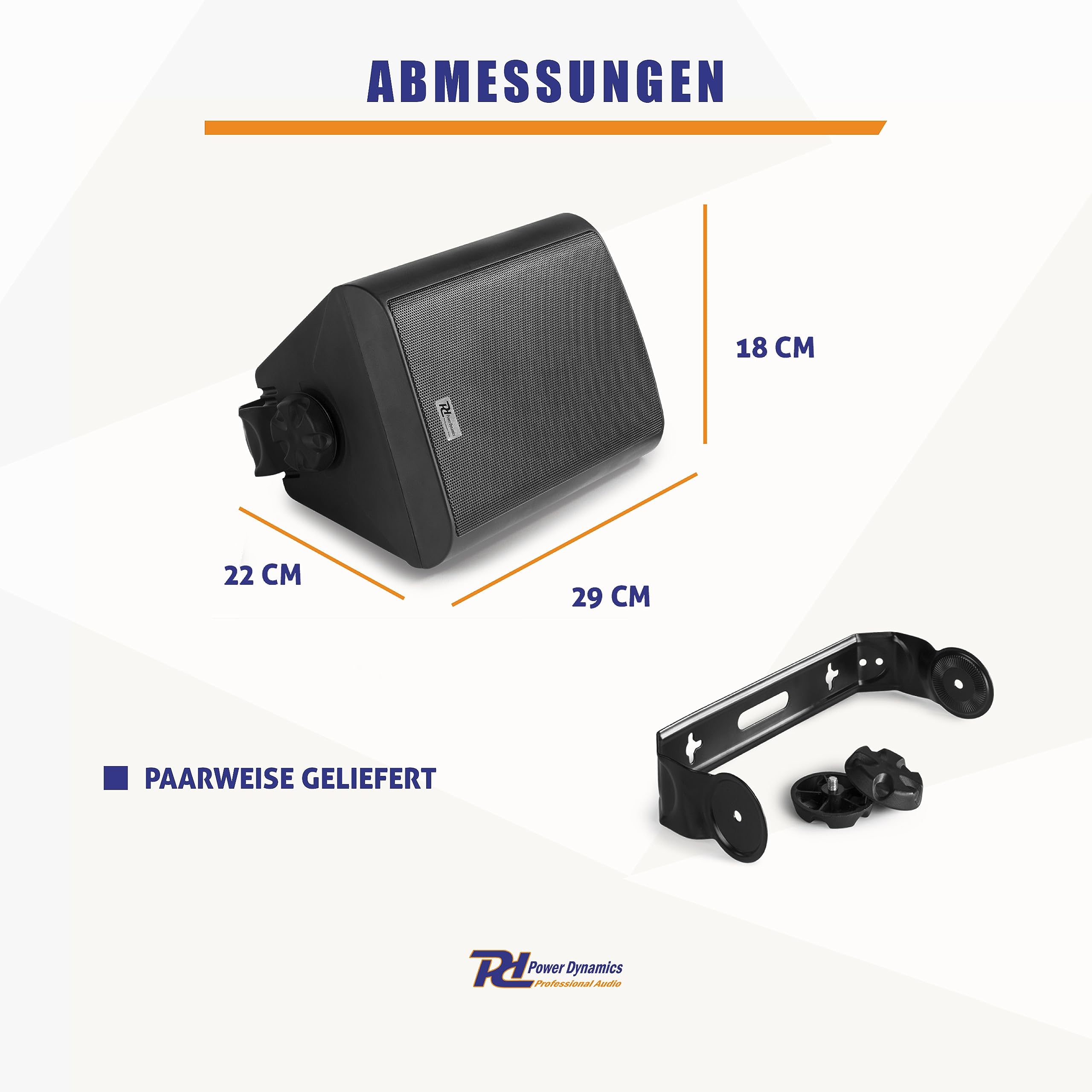 Power Dynamics BC65V - Lautsprecher Set 150 Watt, 100 Volt, 8 Ohm Innen- und Außenlautsprecher, Lautsprecher Boxen IP56, 2 Wege Speaker, In- Outdoor Speaker, Installationslautsprecher Schwarz