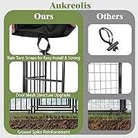 Vista 5 de Perrera grande para perros exterior de 10 x 10 pies, jaula resistente con puerta de alimentación, corrida de perro al aire libre con techo