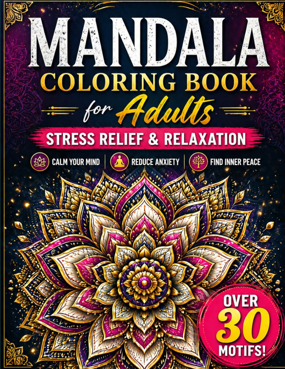 Lotus & Light Mandala Book: Coloring Book For Adults & Teens - Relaxation Stress Reduction & Mindfulness