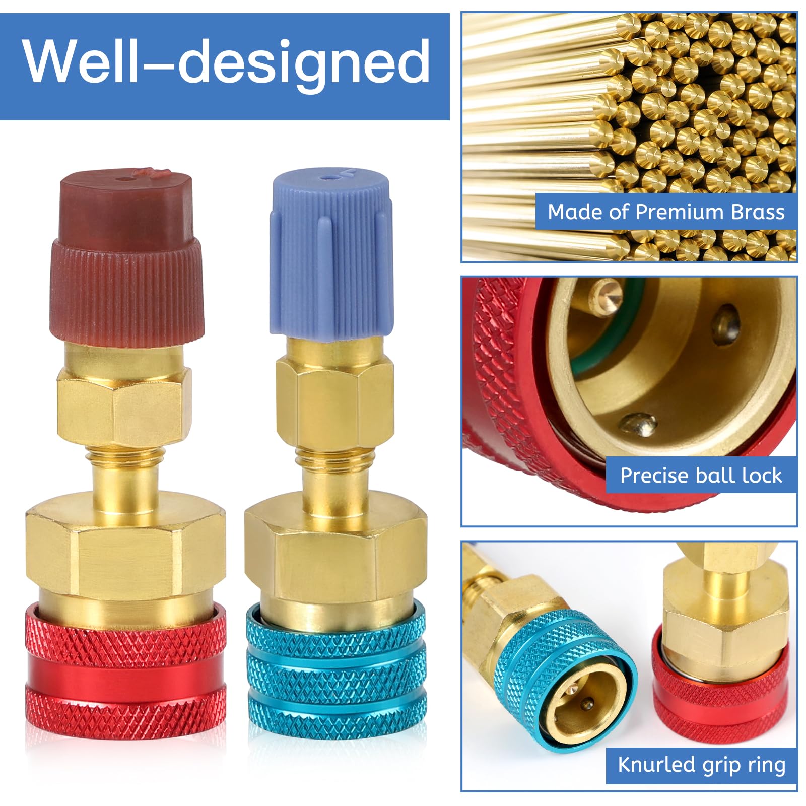DBREAKS 2 Attacchi Rapidi R1234YF Kit, Adattatori R1234yf a R134a, Ottone Kit Attacchi Rapidi, r1234yf Raccordi Adattatori