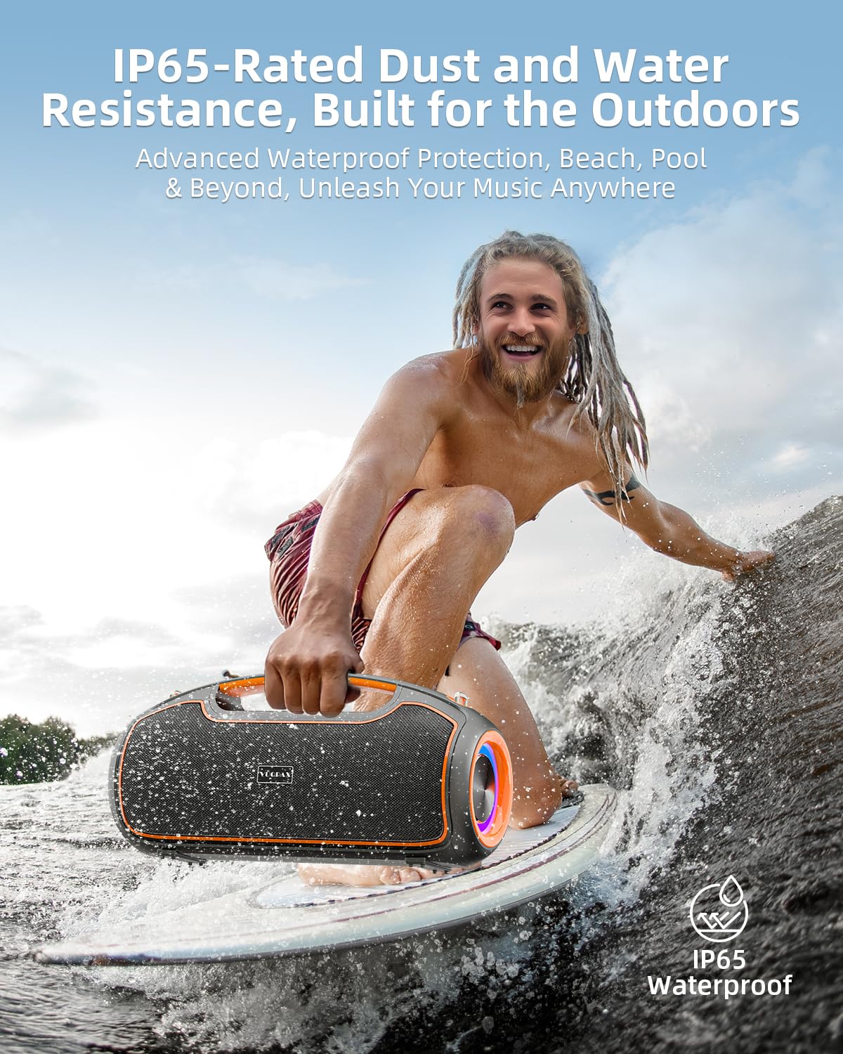 VUOPAX Cassa Bluetooth Potente Altoparlante Portatile Speaker Bluetooth da esterno IP65 impermeabile Con Rinforzo dei Bassi / 200W Picco di Potenza/DSP/Bluetooth 5.3 / TF/USB/AUX/Cintura a spalla