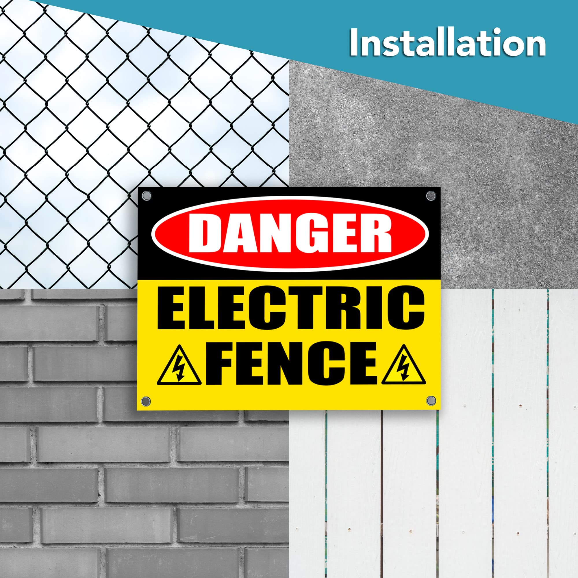 Señal de advertencia de valla eléctrica Danger Coroplast de 11 x 8 pulgadas para propiedad, letrero de advertencia de valla eléctrica Keep Away