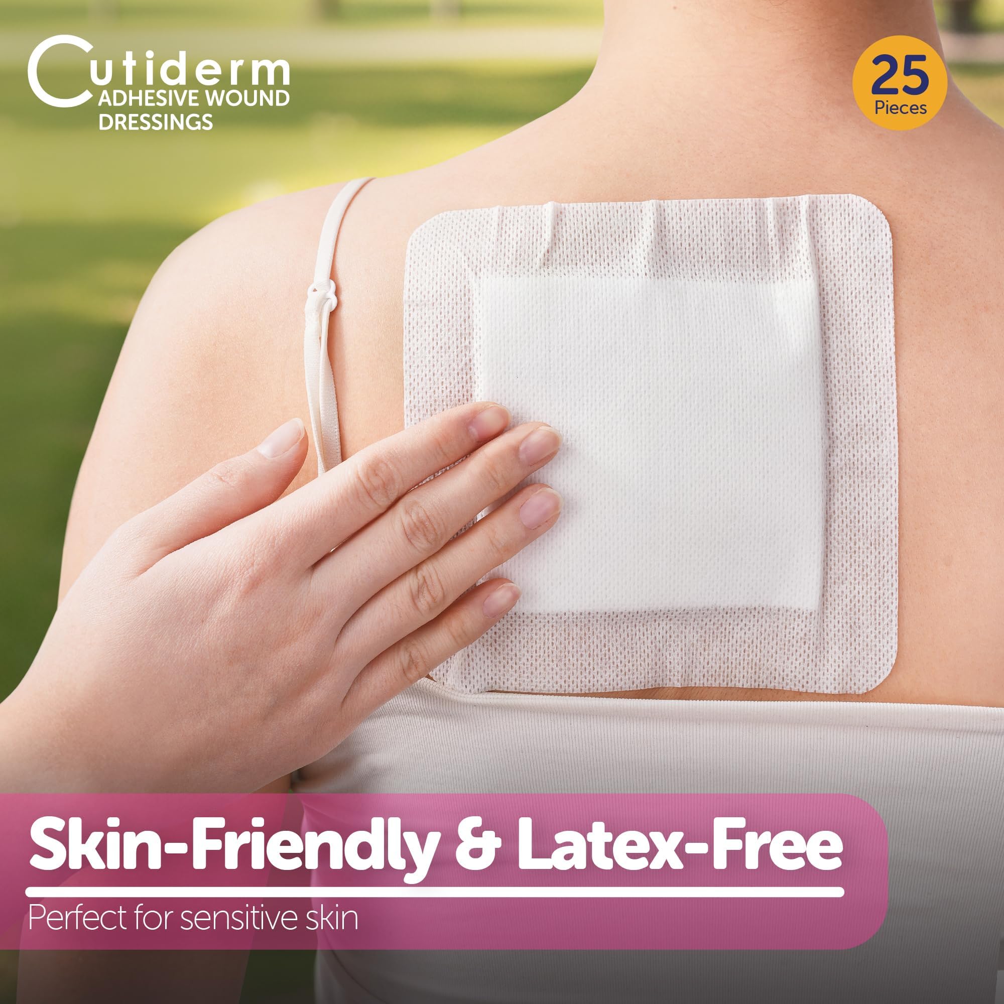 Cutiderm Apósito adhesivo estéril para heridas, 15cm x 15cm, caja de 25