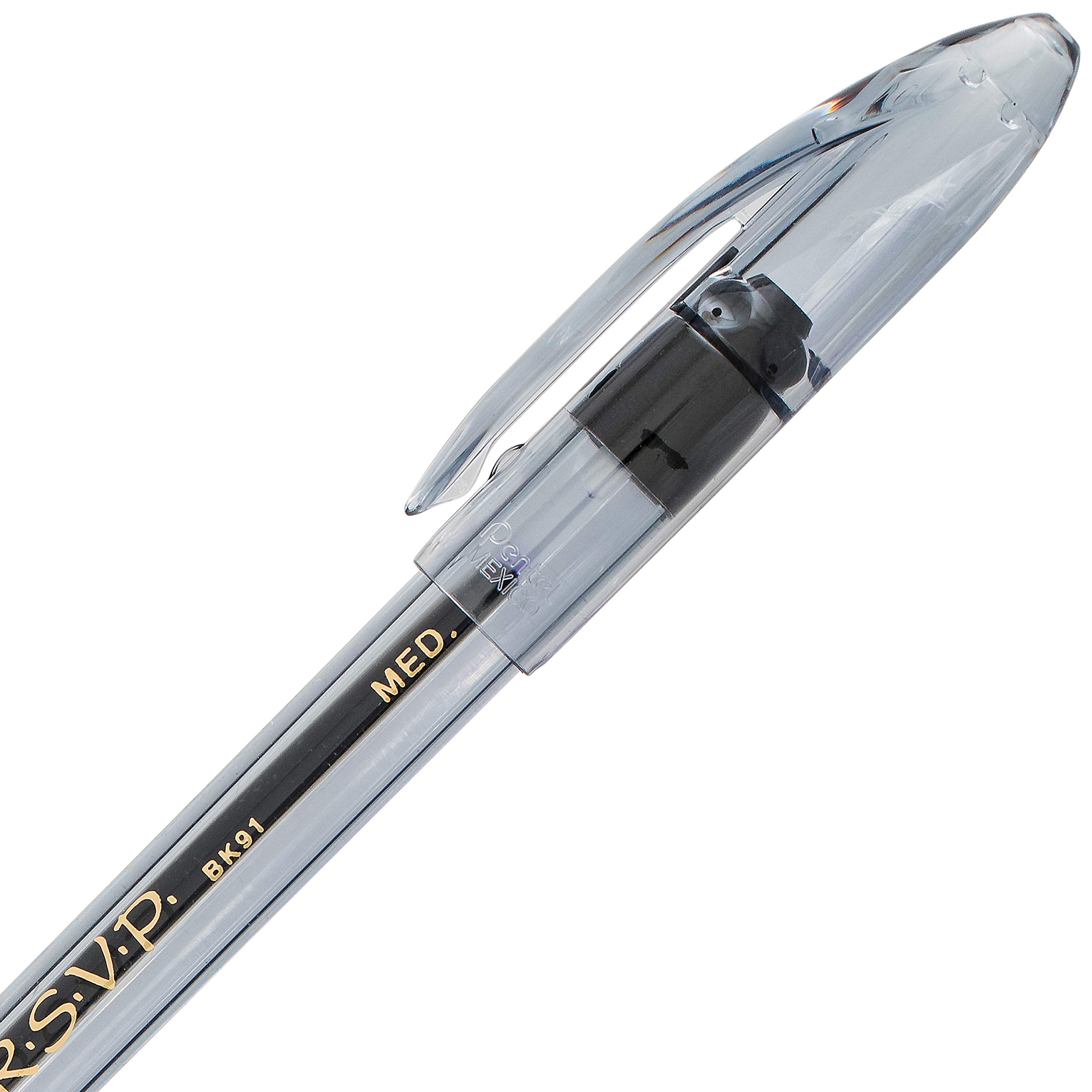 Pentel RSVP Colors Ballpoint Pen 1 0mm Medium Line Black Ink Pack of 2 BK91CRBP2A — view 3