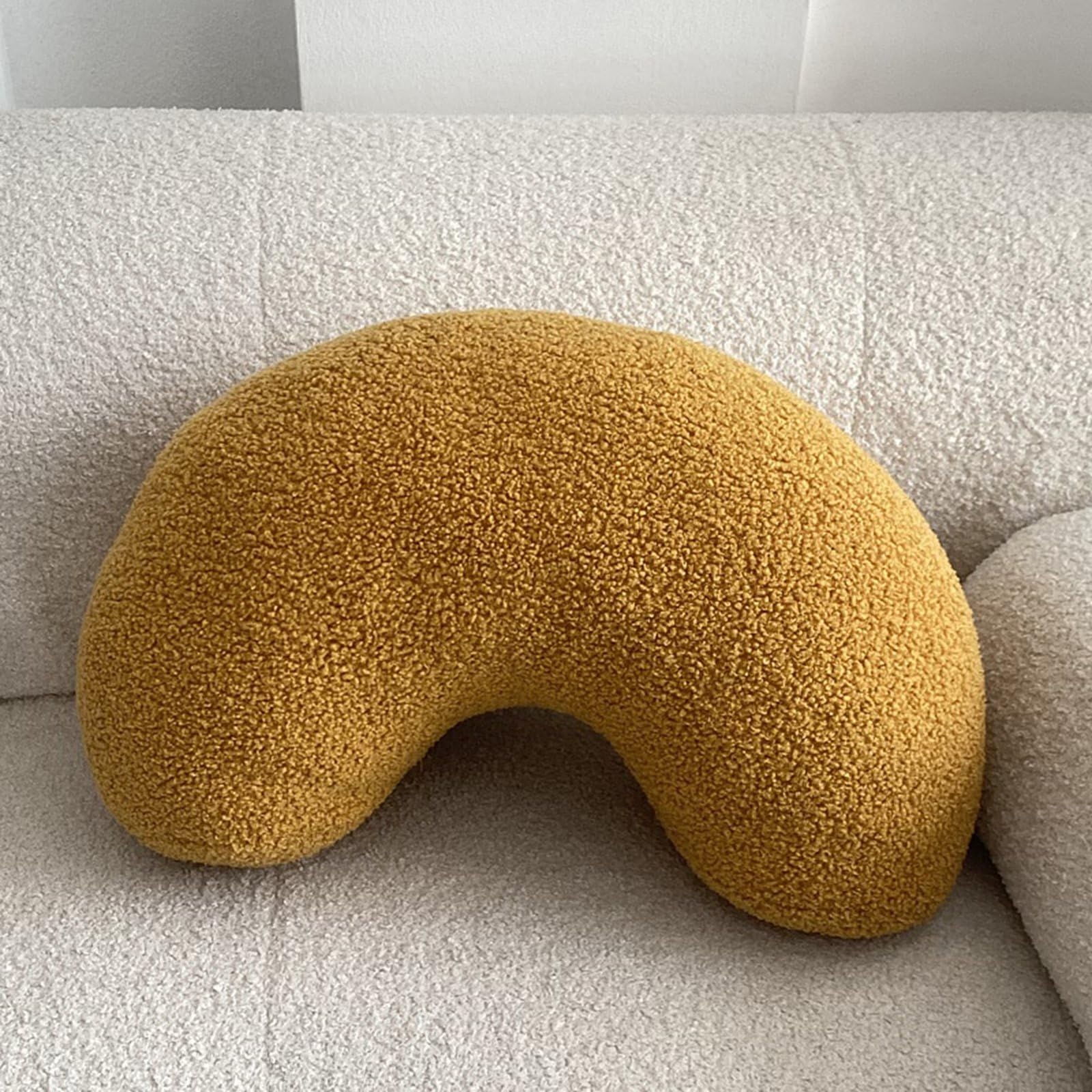 Yooname Yellow Cashew Shaped Plush Pillow,Cute Soft Waist Rest Cushion,Home Decorative Throw Pillow Used to Add Comfort and Style to A Couch,Sofa,Or
