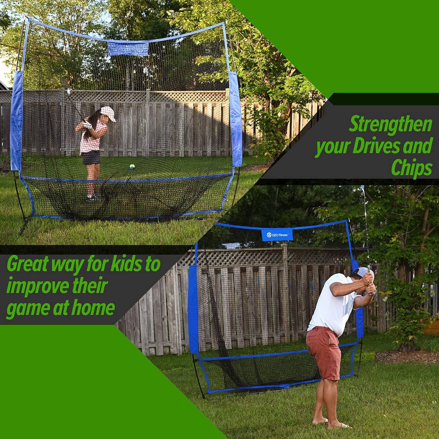 Golf Practice Hitting Net, Indoor Garage or Outdoor Backyard Driving Heavy Duty Mesh Netting for Home Real Pro Golfing Swing Chipping Train, Easy Setup Stable Frame, Portable Golfer Carry Bag