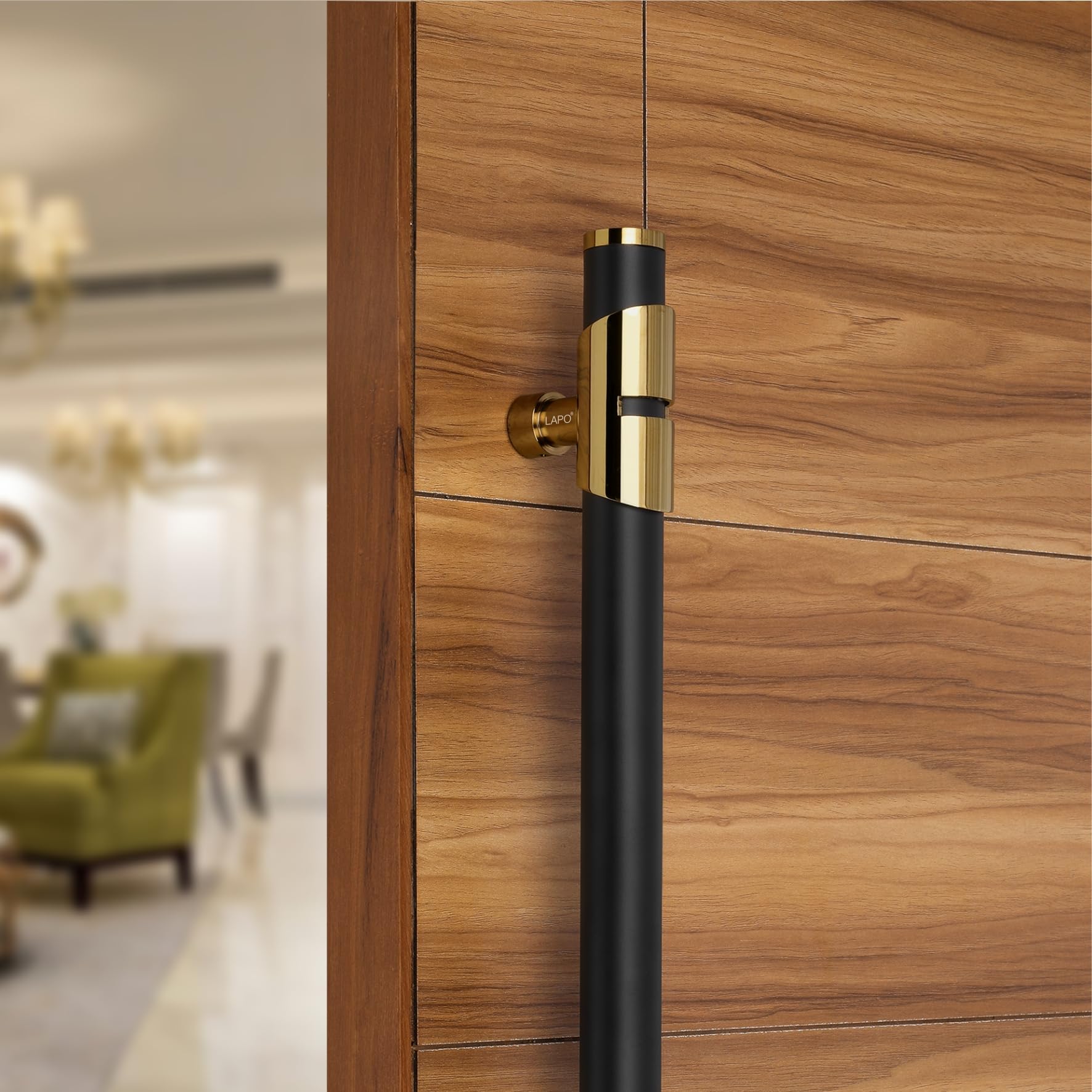 LAPO Door Handle for Main Door 60 inch, Wooden & Glass Door Handle, Door Pull Push Handle,Stainless Steel Pipe and Brass Base-Pack of 1 | Black-Gold Finish | 3 Years Warranty — Amazon image 7