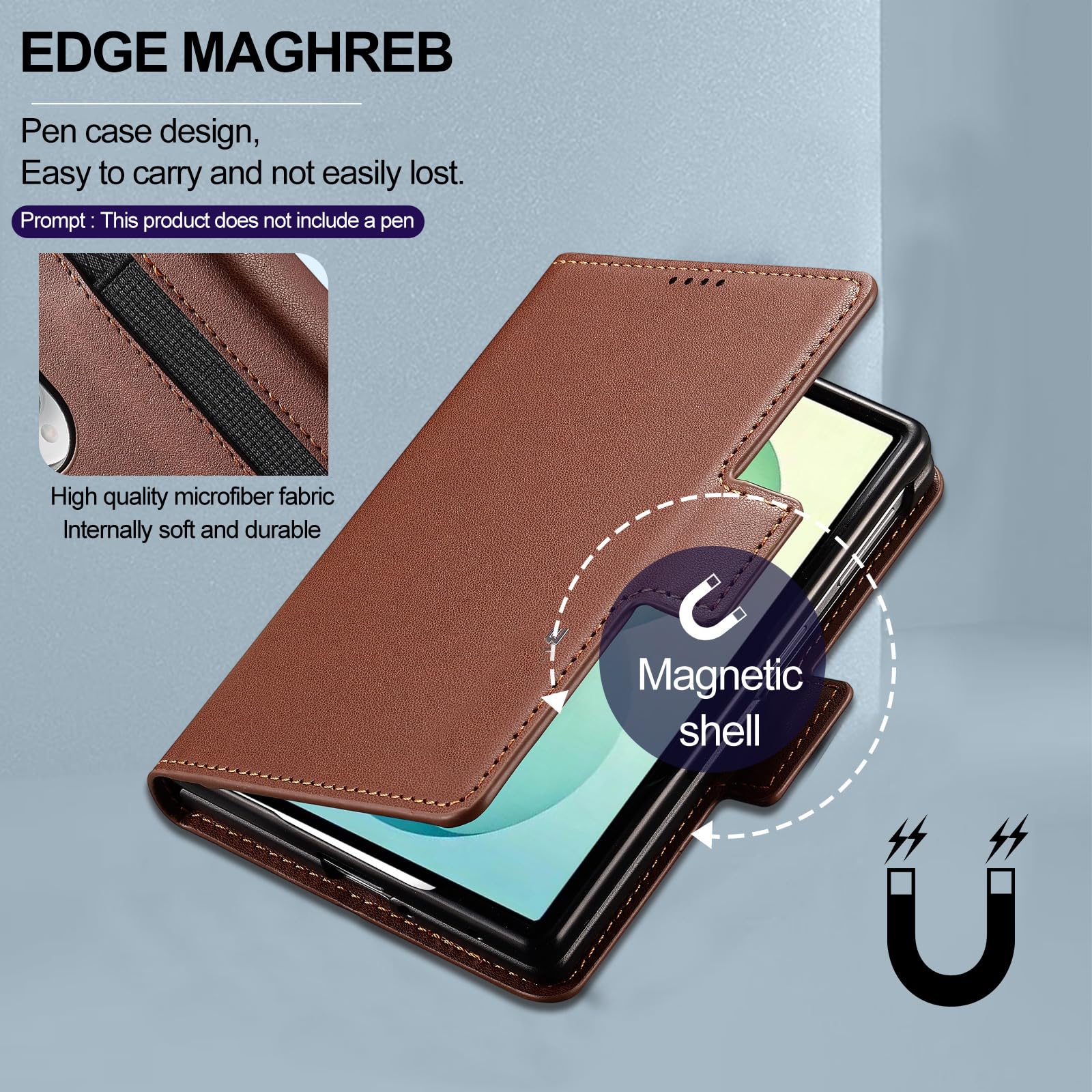 Etui z klapką do Samsung Galaxy Z Fold 8, portfel ze skóry