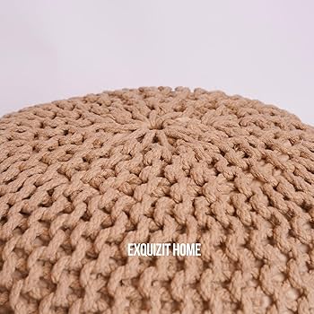 Knitted Large Moroccan Pouffe Chunky Foot Stools Seat 50cm