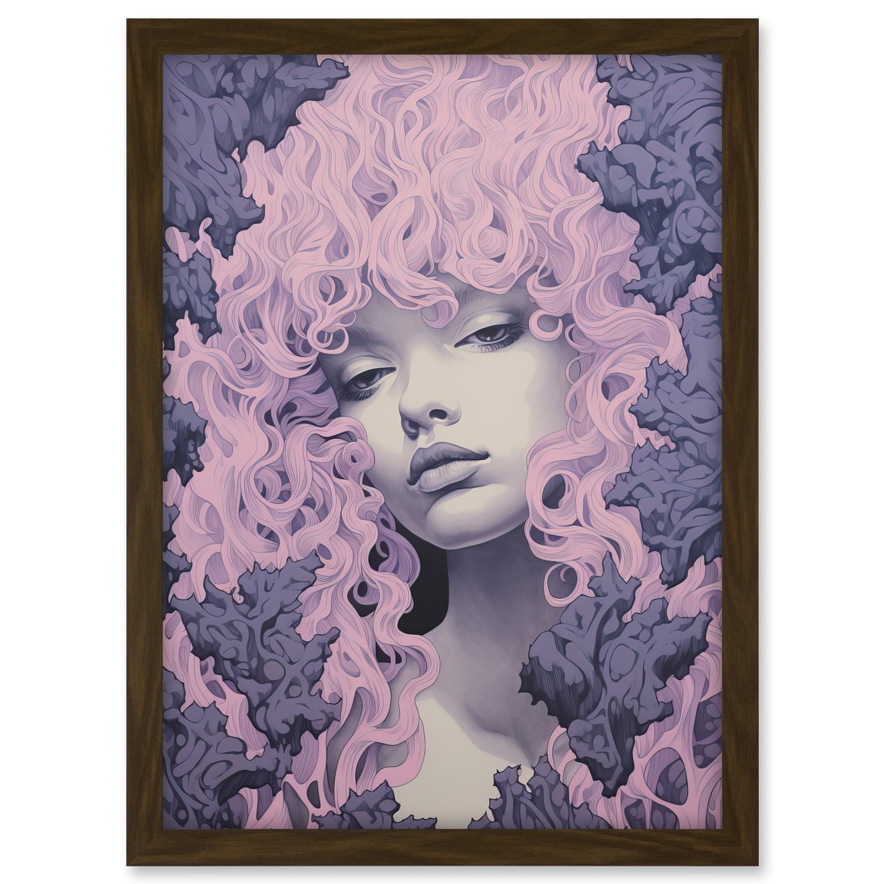 Artery8 Tree Nymph Lavender Purple Pink Woodland Forest Spirit Conceptual Artwork Framed A3 Wall Art Print