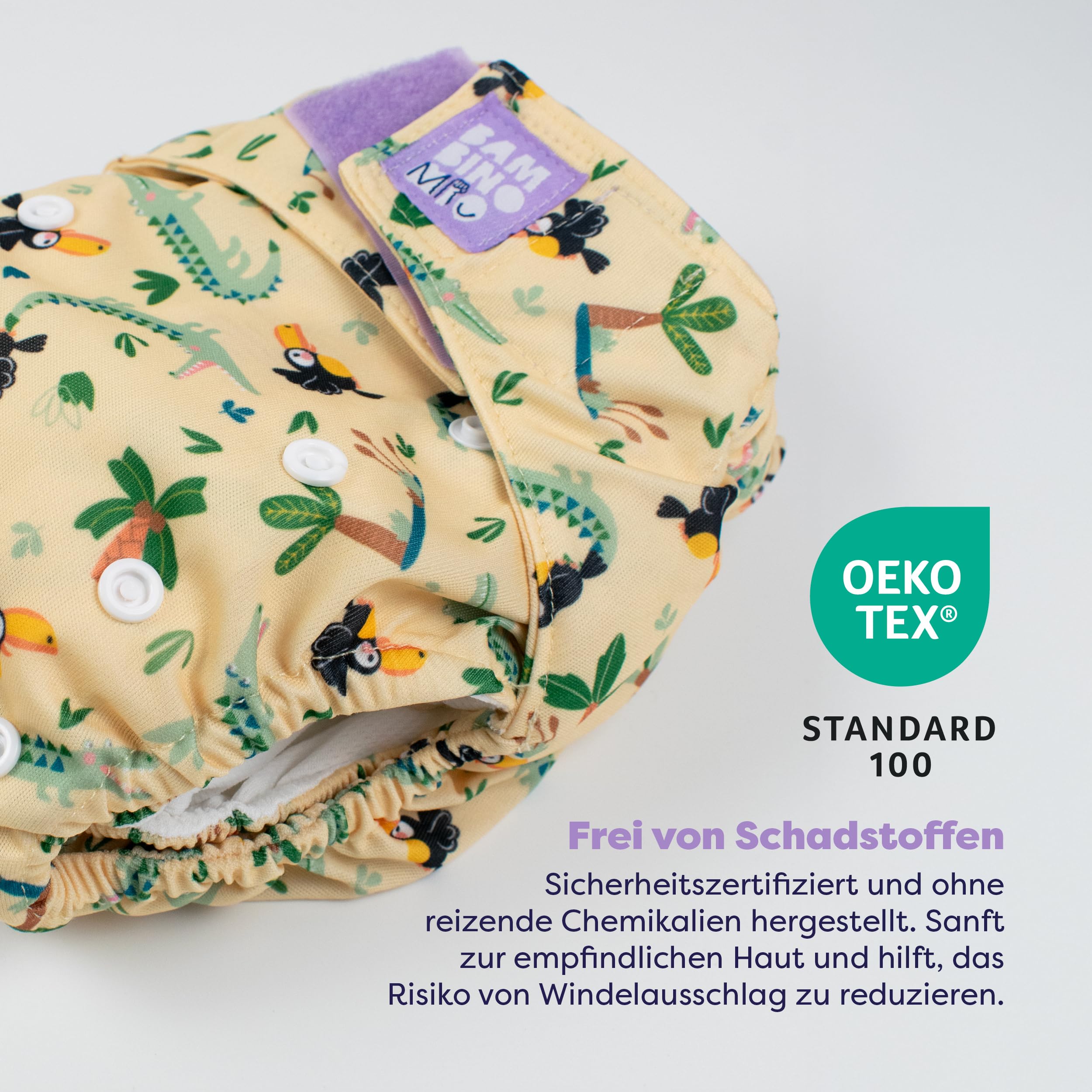 Bambino Mio 5er-Pack revolutionäre wiederverwendbare Windeln – (WILDTIERE) Stoffwindeln, Geburt bis zum Töpfchentraining | Chemikalienfreie, verstellbare, waschbare mit Bambus-Einlage