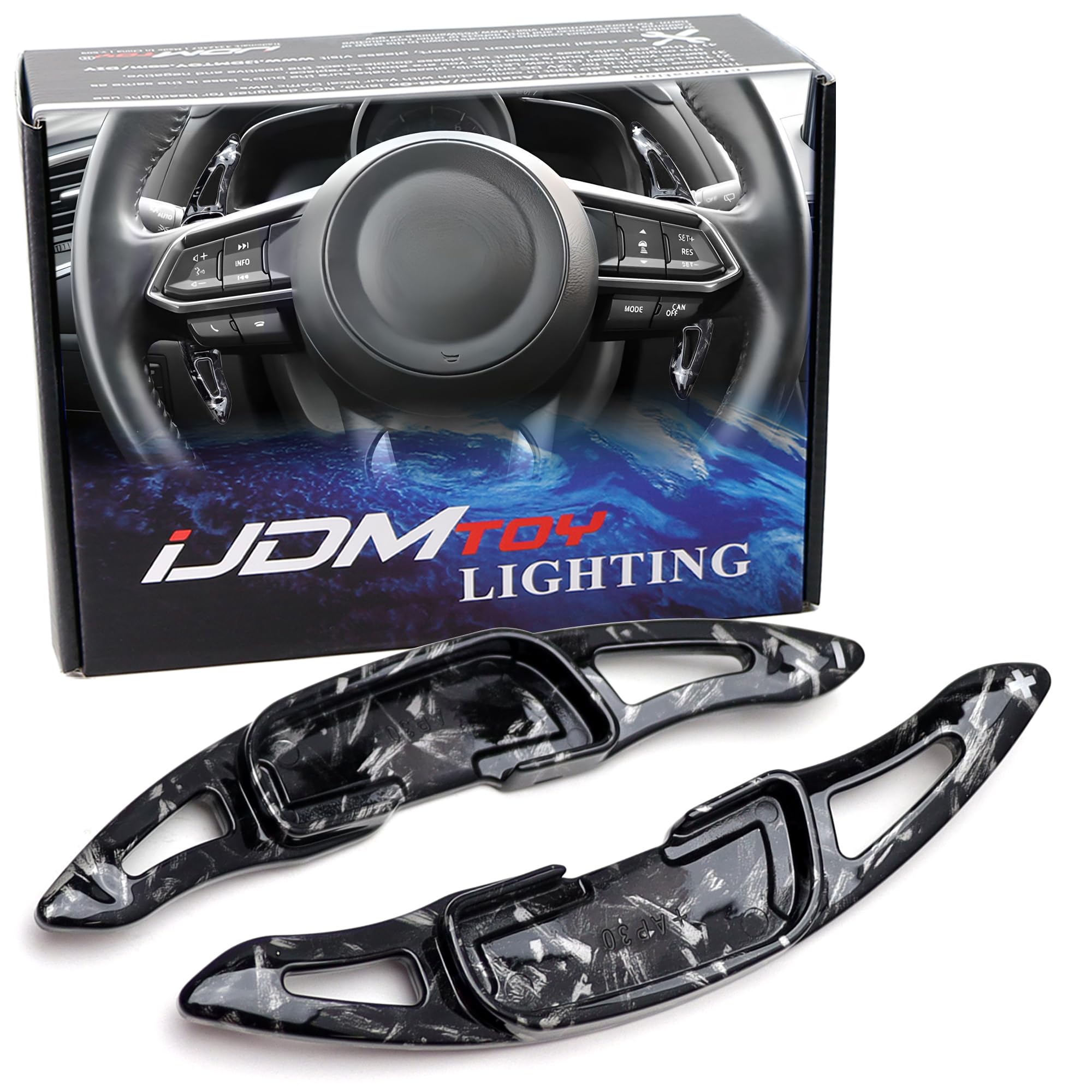 iJDMTOY Forged Caron Fiber Pattern/Style Larger Paddle Shifter Extensions Compatible with Mazda 3 6 CX-3 CX-5 CX-9 MX-5