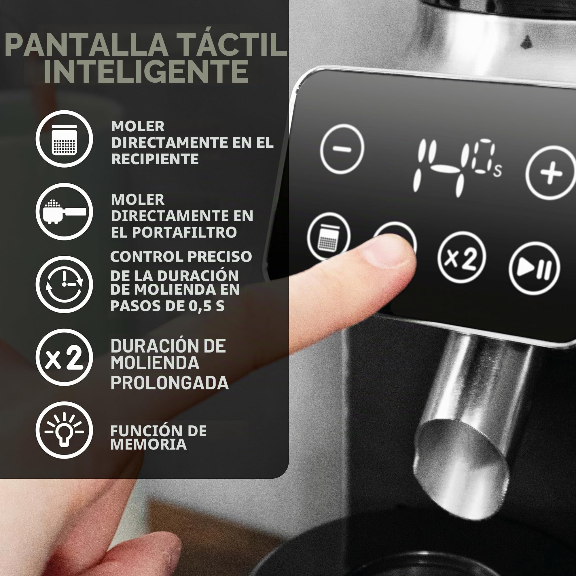 GASTROBACK Barista Molinillo de café eléctrico para máquina portafiltros, grado de molienda ajustable en 30 niveles, molinillo cónico, molinillo de café eléctrico, molinillo de café expreso
