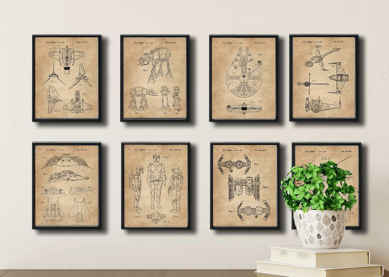 Star Wars Wall Art Decor Gifts Men Women Starwars - Movie Action Sci Fi Comic-Con - Set of 8 Prints (8x10) Pictures - Kitchen Bathroom Home Office Room Decorations Vintage Posters