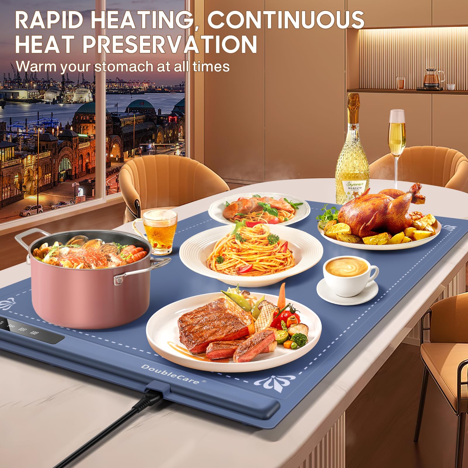 Warming Plate ogrzewacz do potraw, podgrzewacz bufetowy z 3 ustawieniami temperatury, przenośna, szybka mata grzewcza na imprezy, imprezy bufetowe, do restauracji, do codziennego użytku w domu
