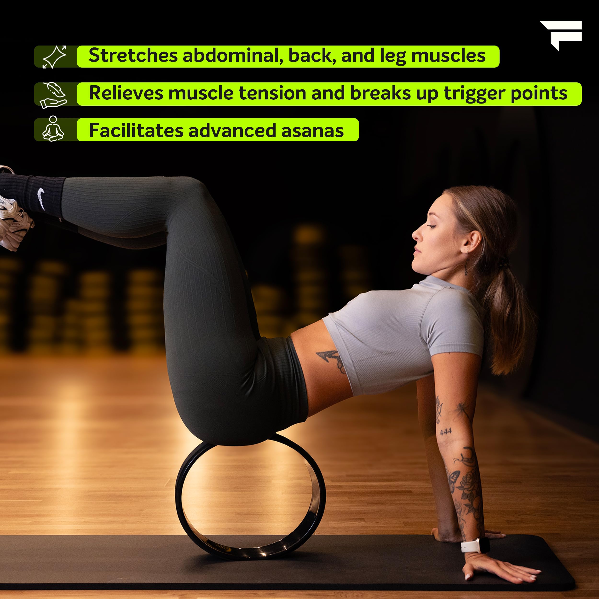 Fizyo Yoga Wheel Ø 32 cm – Yogarad für effektives Rücken-Training & Schmerzlinderung – Stabil, Rutschfest – Perfekt für Yoga, Pilates, Dehnung & Stretching