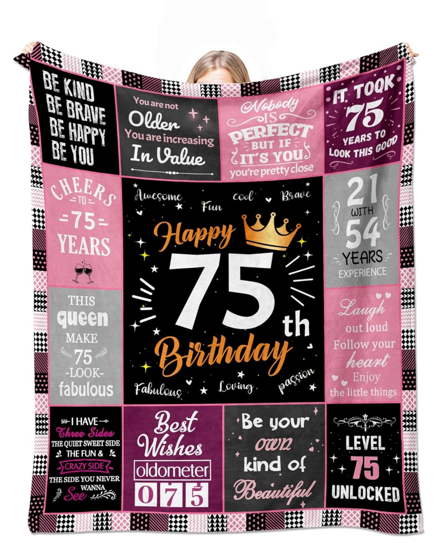 Cadeau d'anniversaire de 75 ans decorations pour femme plaid 130x150