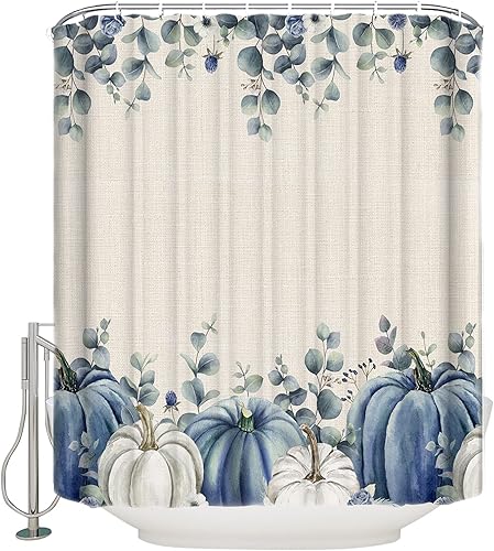 Miniatura 9 de Cortina de ducha de gnomos de Navidad azules, vacaciones de invierno, copos de nieve blanco, azul, impermeable, lavable, bohemio, lindo, divertido,