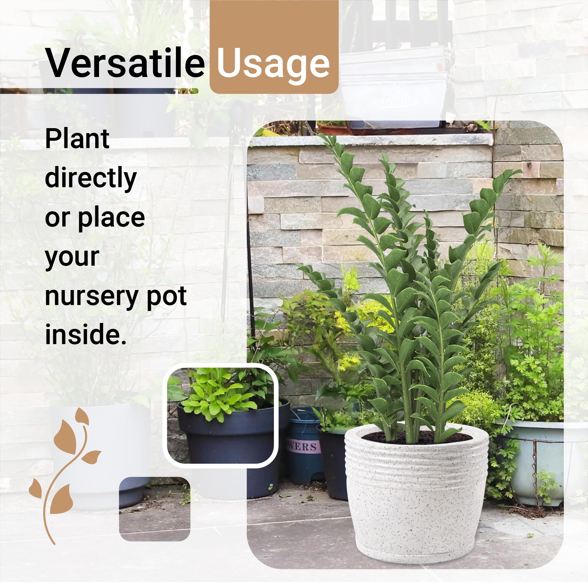 Big Size Flower Pots - 2 Pack, German Polymer -5 Big Size Flower Pots - 2 Pack, German Polymer -5
