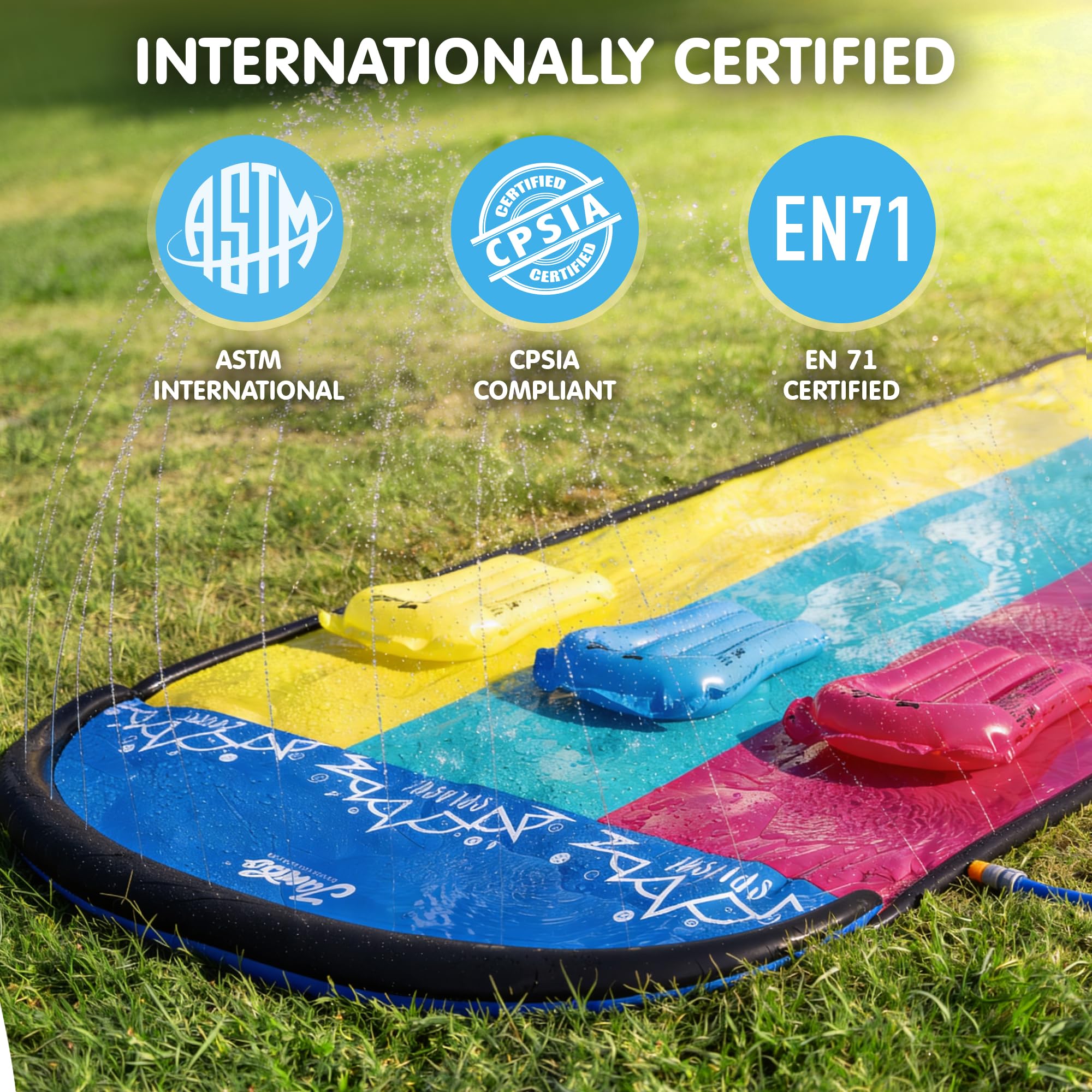 Jambo XL 20Ft Premium Slip Splash and Slide with 3 Bodyboards, Heavy Duty Water Slide- Advanced 3-Way Water Sprinkler System, Backyard Waterslide Outdoor Water Toys n Slides for Kids Splash Pad