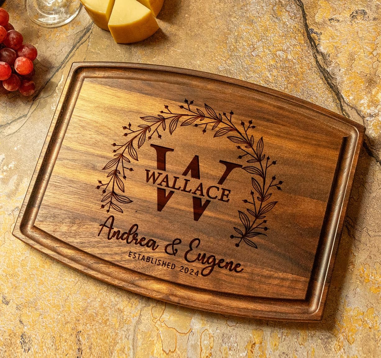 Crafted Treasures Customized Cutting Boards - Personalized Anniversary Gift for Couple - Custom Engraved Charcuterie Board - Best Present Idea for Wedding, Bride, Bridal Shower, Housewarming,Christmas